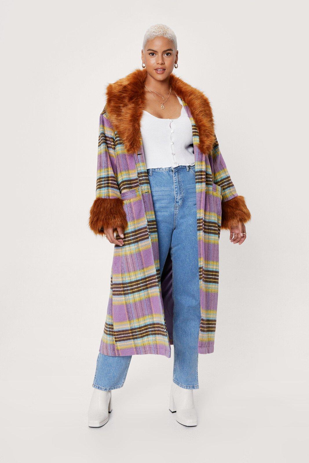 plus size fur trimmed coats