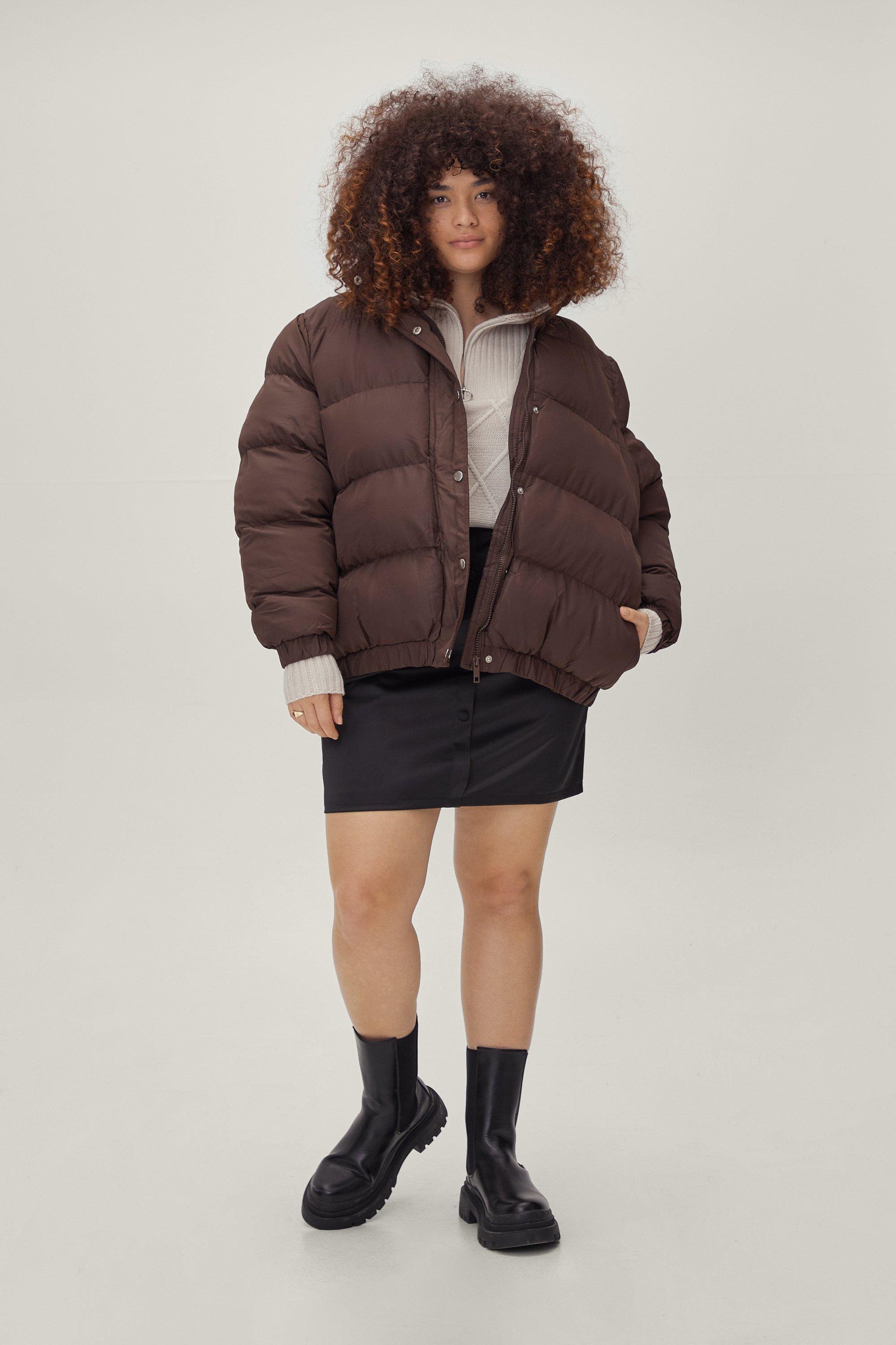 brown puffer jacket plus size