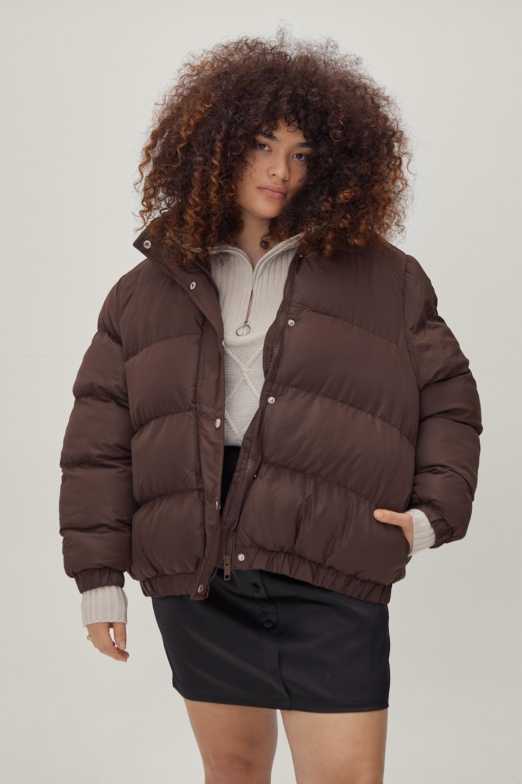 186 Plus Size Funnel Neck Puffer Jacket image number 2