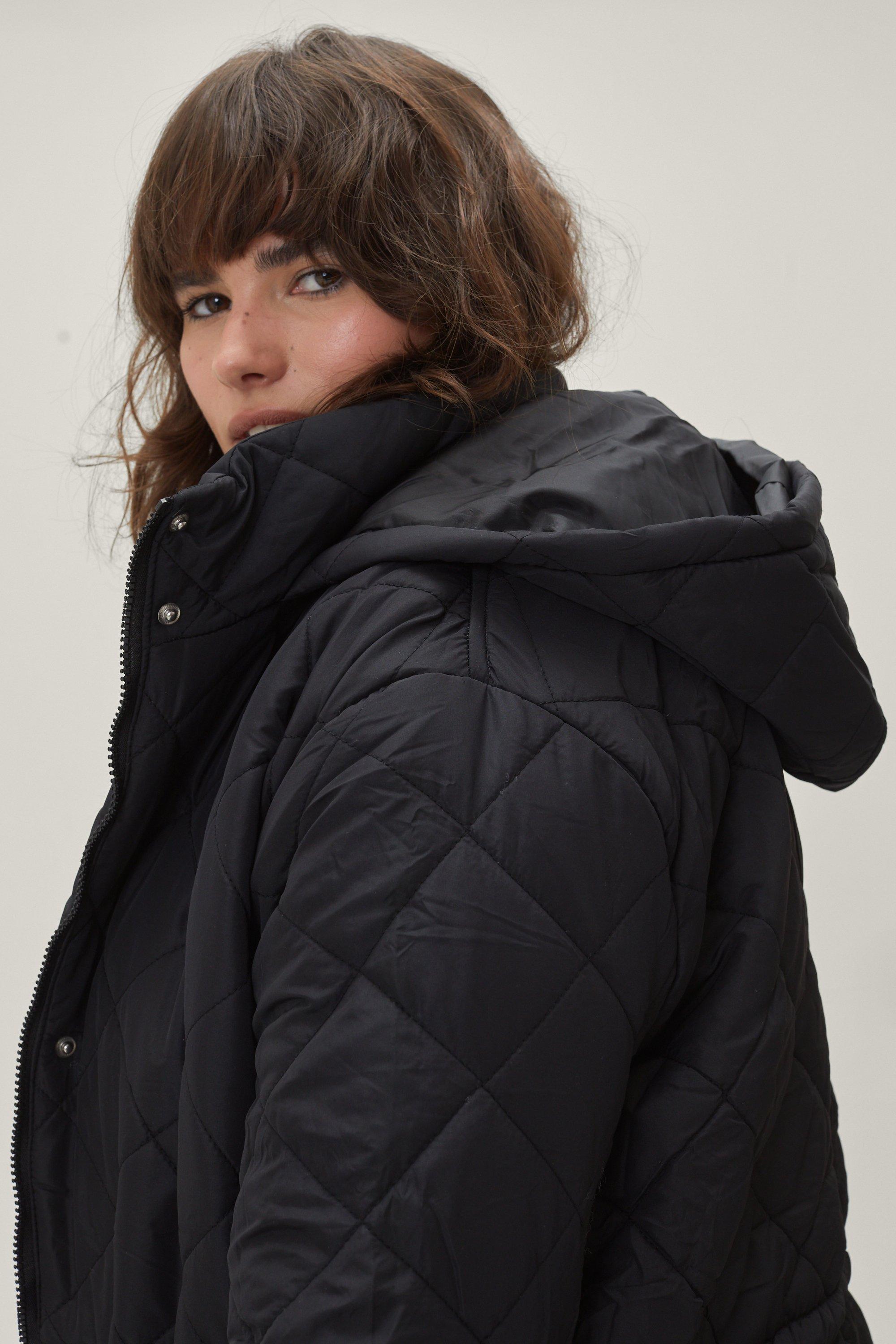 Women's Plus Size Plus Size Longline Puffer Jacket Black