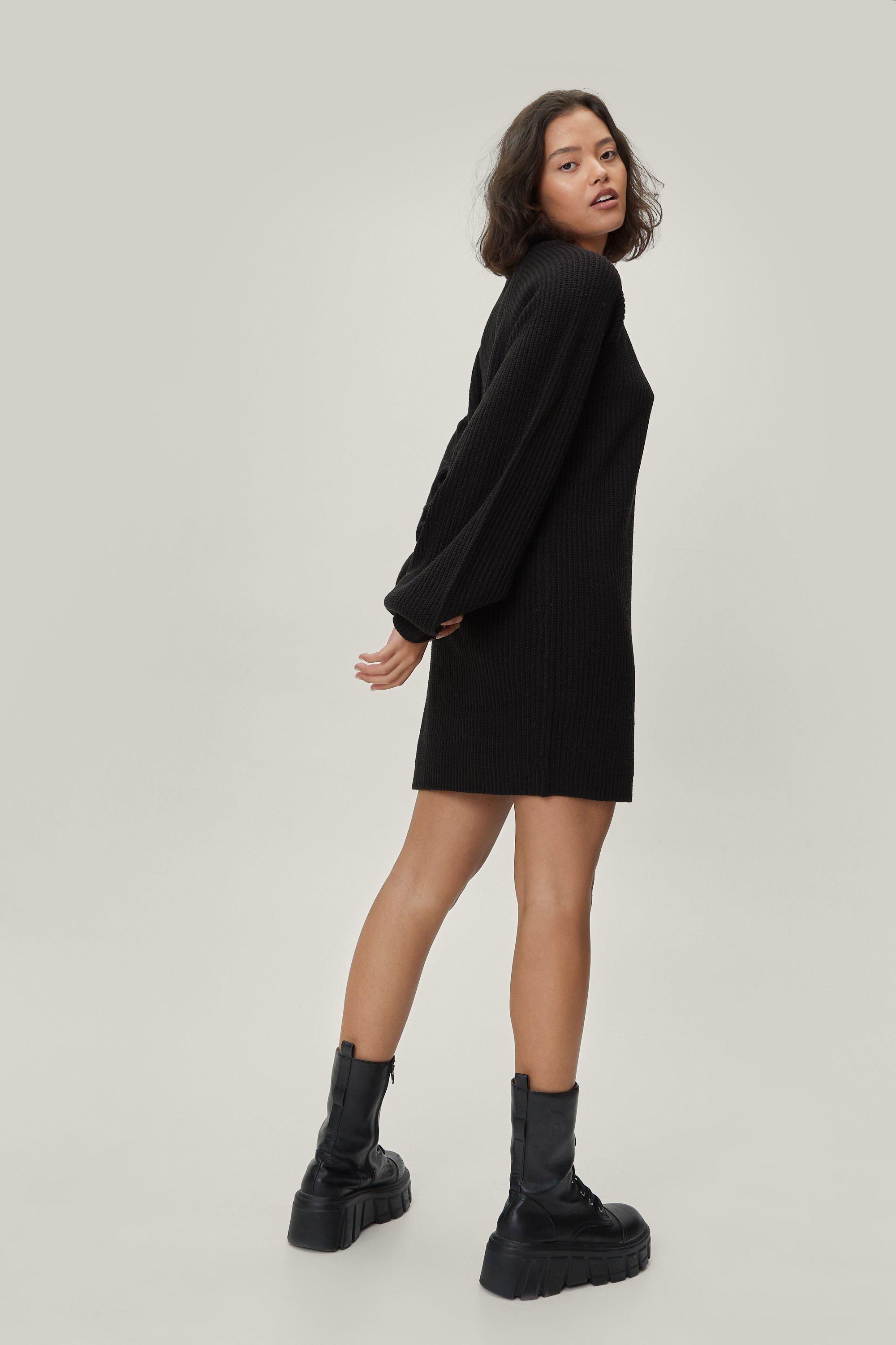 Style & Co. Petite Rib-Knit Balloon-Sleeve Sweater Dress