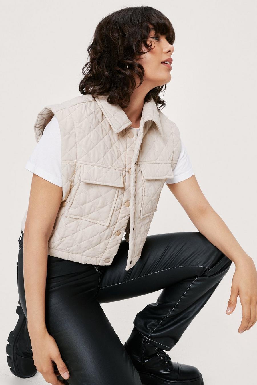 Quilted Cropped Button Down Puffer Vest