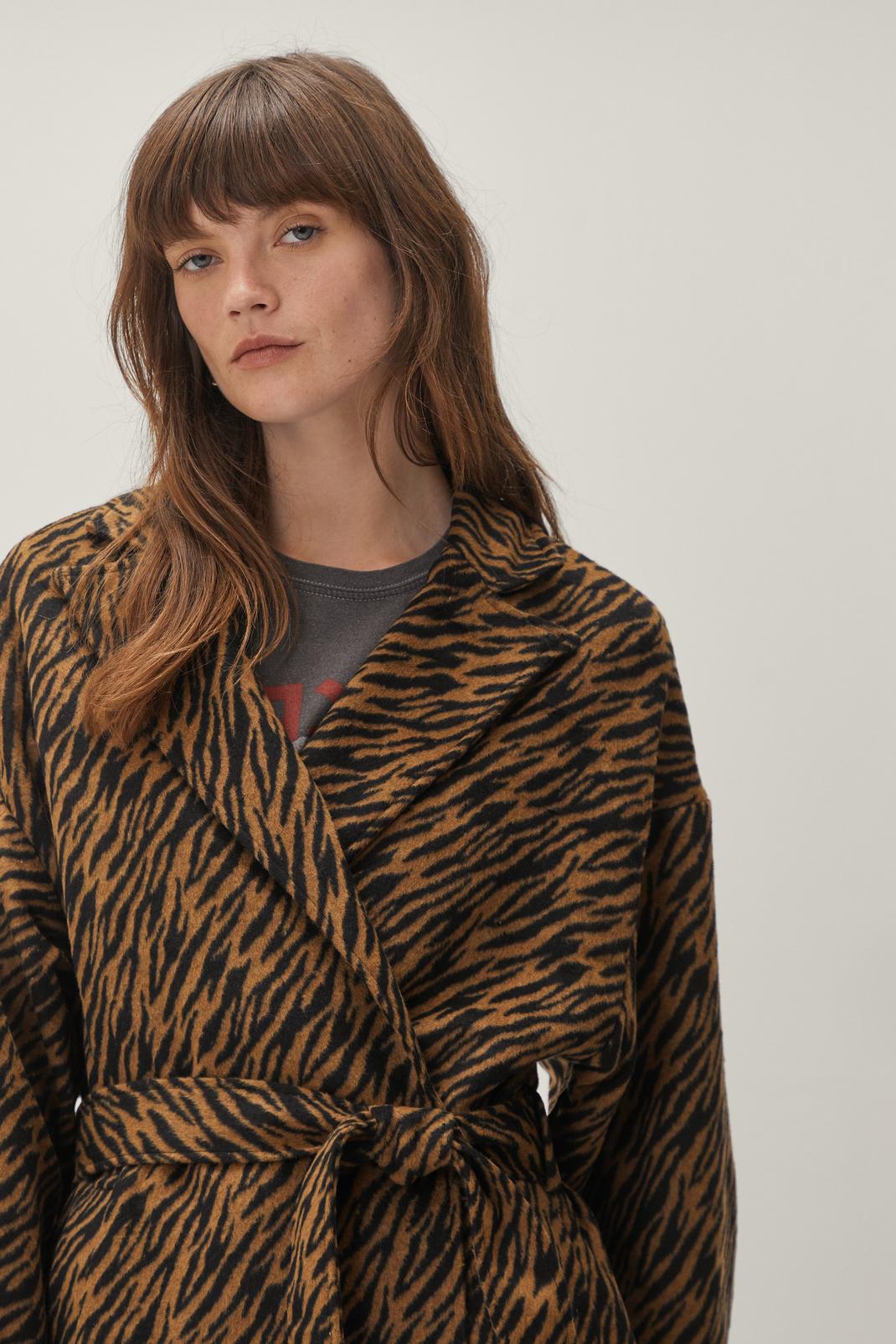 109 Tiger Wool Look Belted Coat image number 2