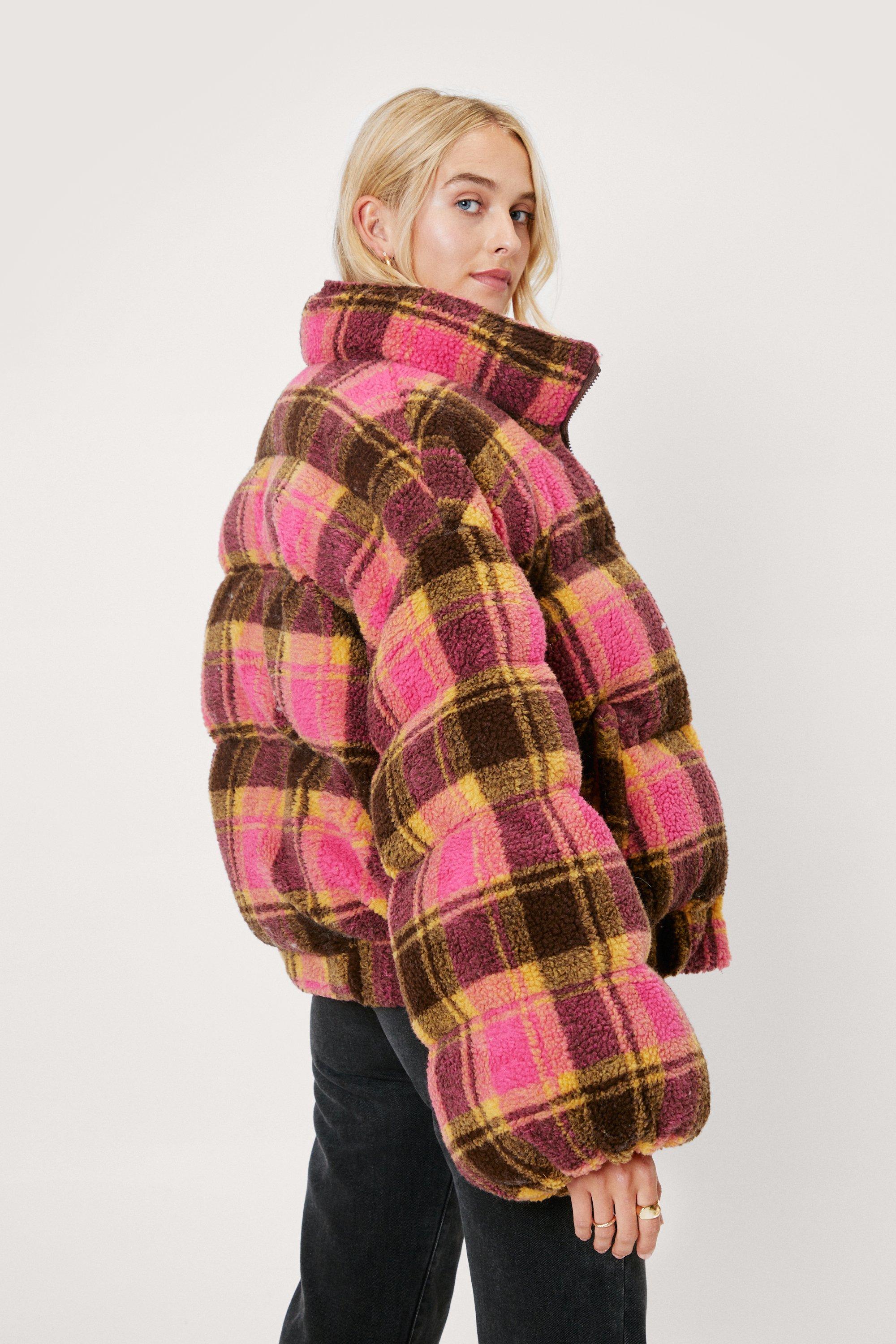 Checked sale padded jacket