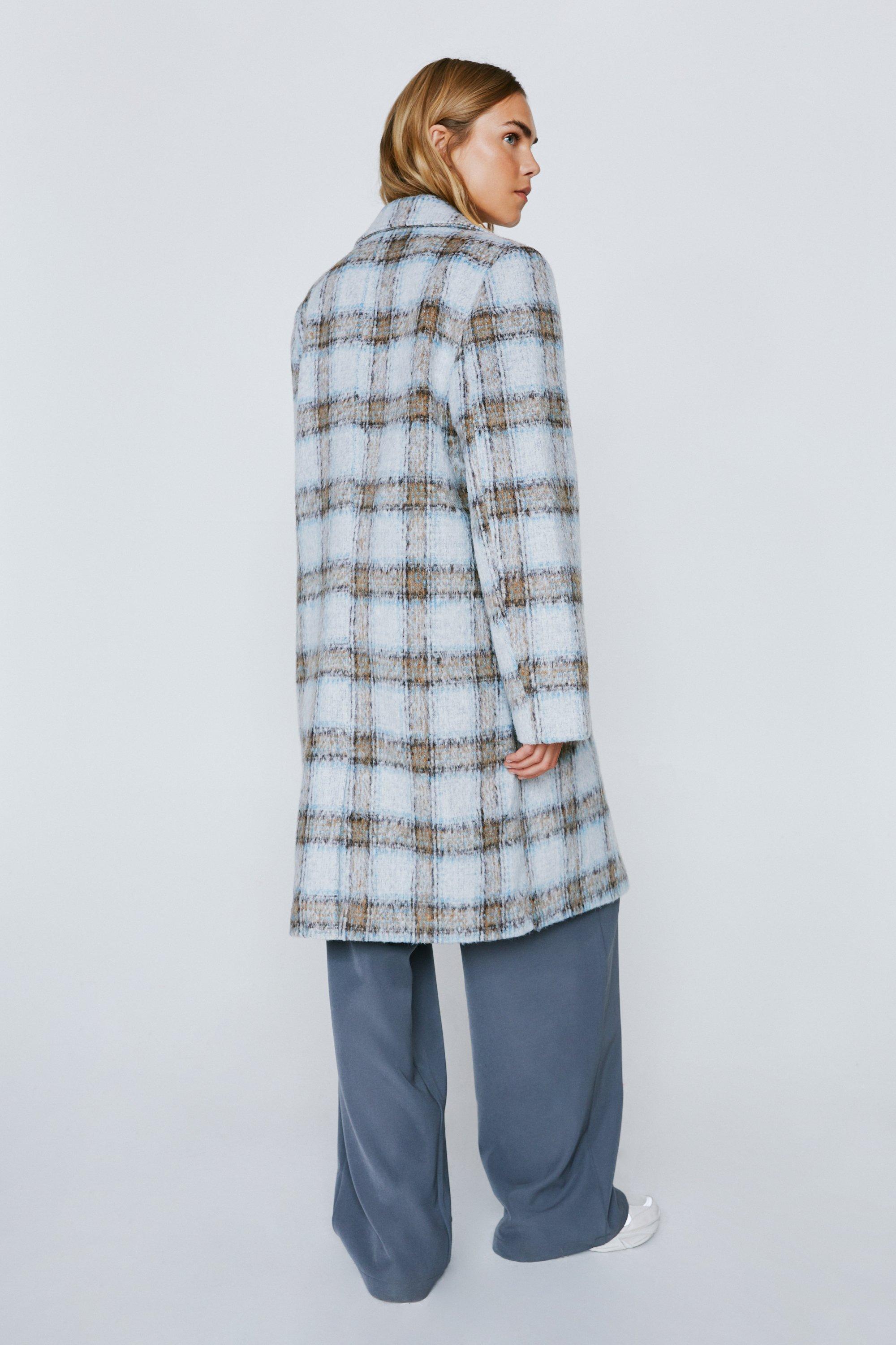 Brushed Wool Look Checked Overcoat | Nasty Gal