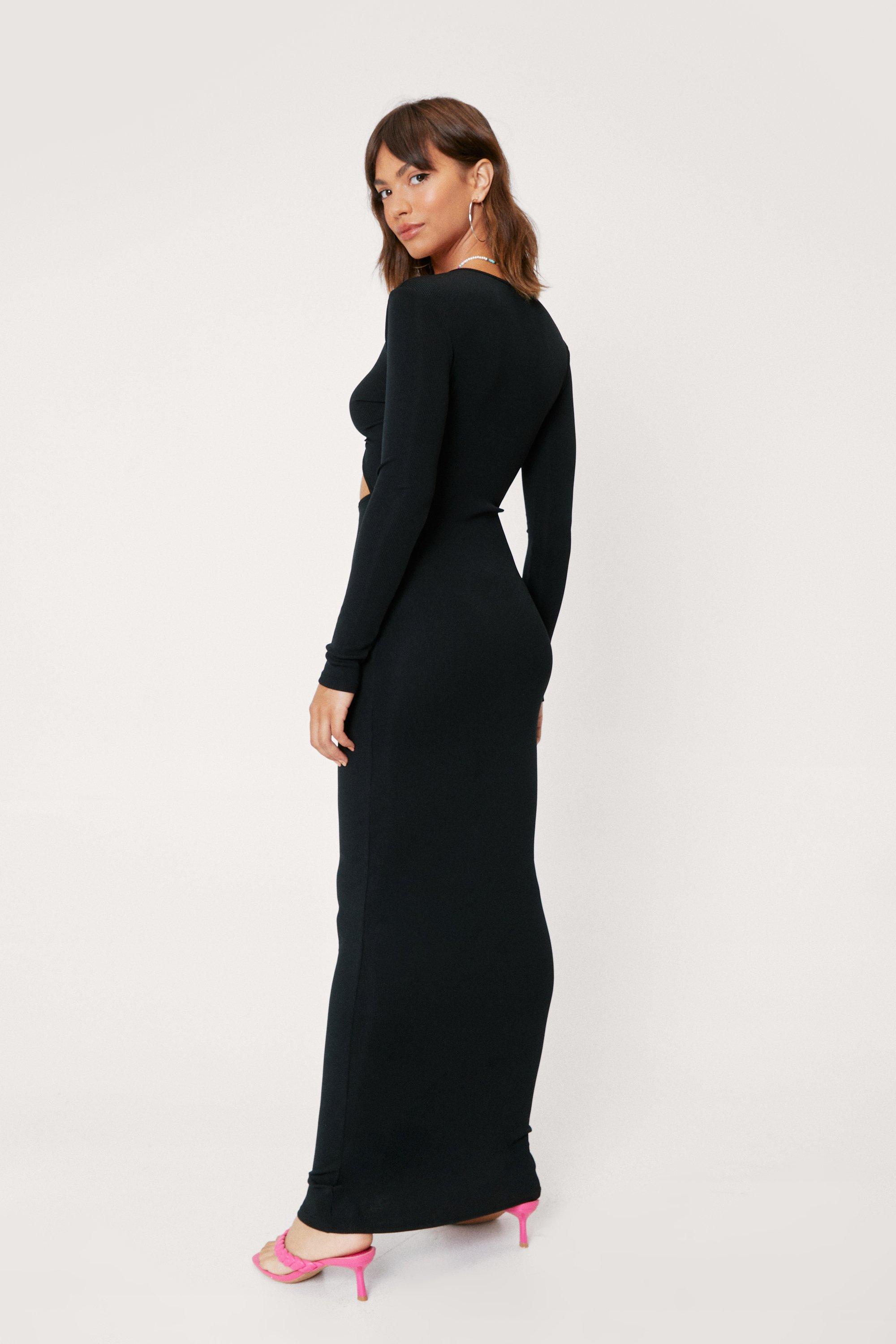 Twist Front Cut Out Bodycon Maxi Dress