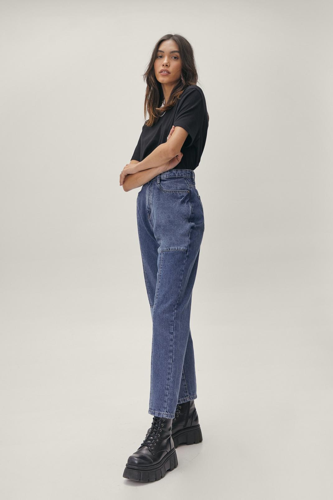 432 Organic Patchwork Seam Detail Mom Jeans image number 2