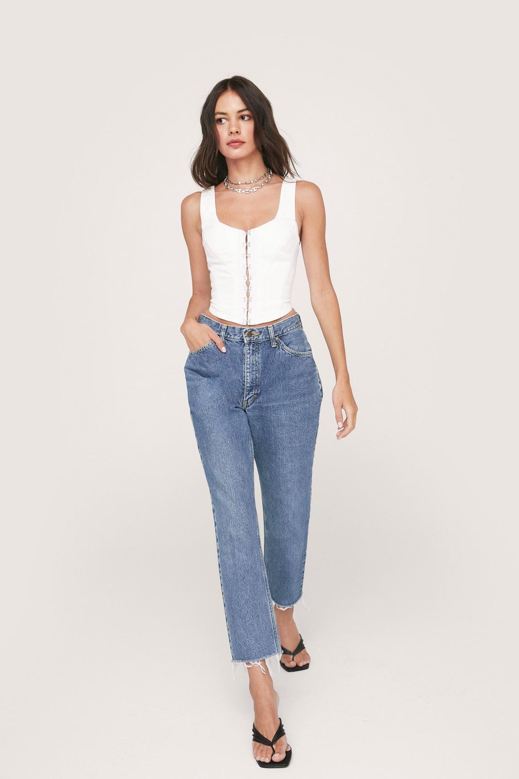 Blue Vintage High Waisted Tapered Cropped Jeans image number 1