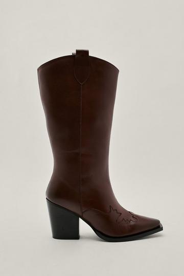 Knee High Pointed Burnished Western Boots burgundy
