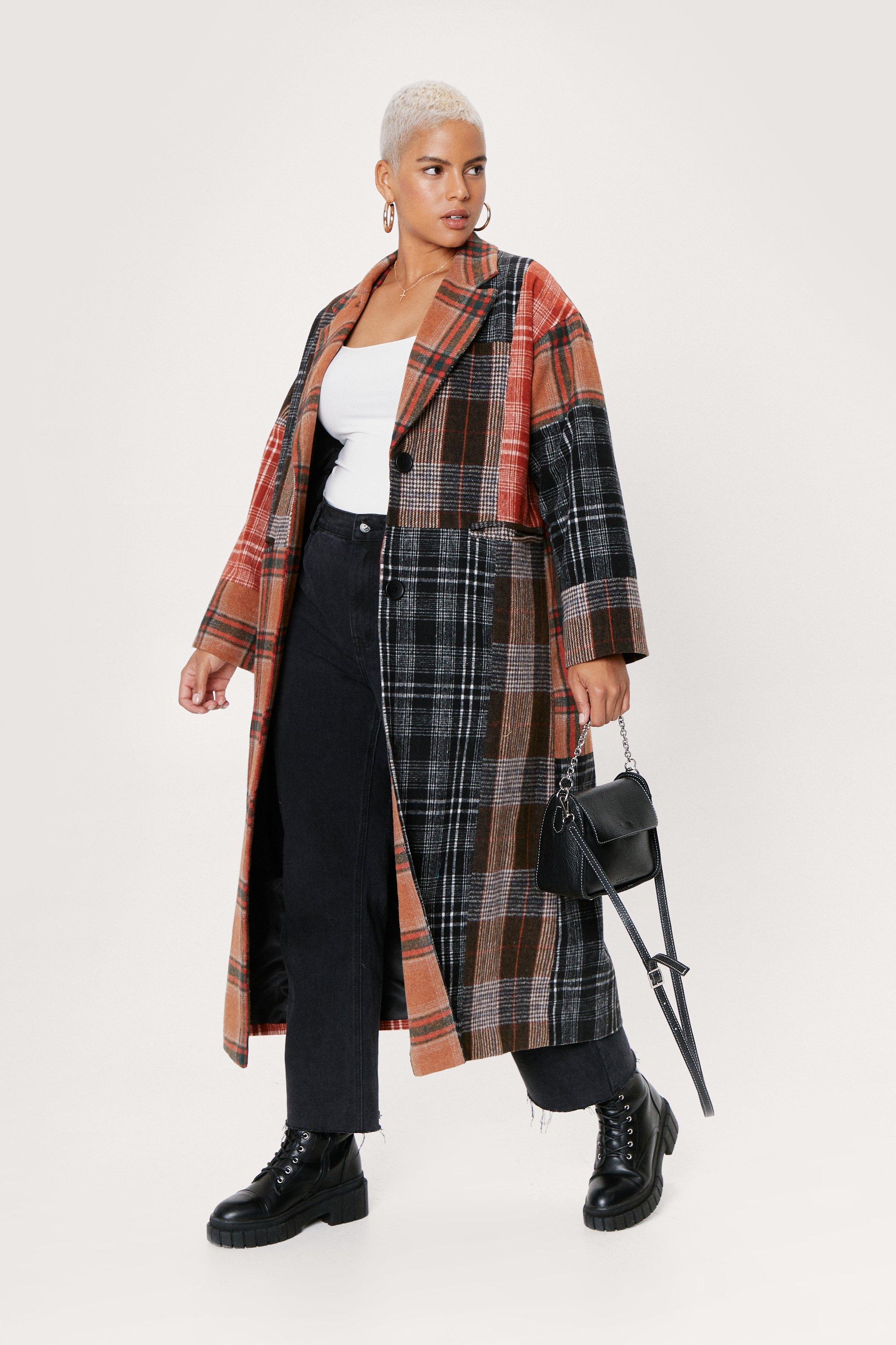 Plus size hotsell check coat