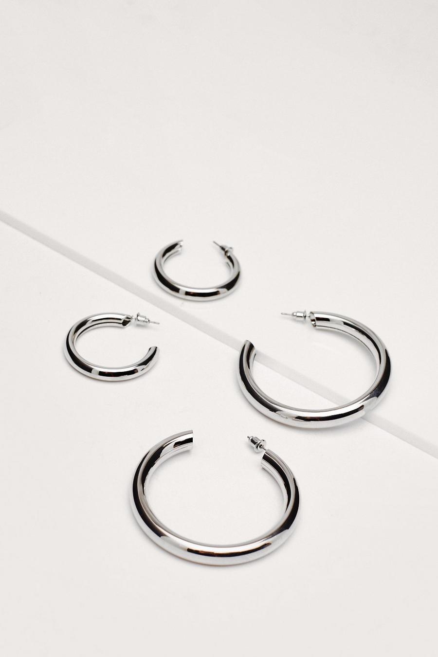 Recycled Metal 2 Pc Hoop Earrings Set