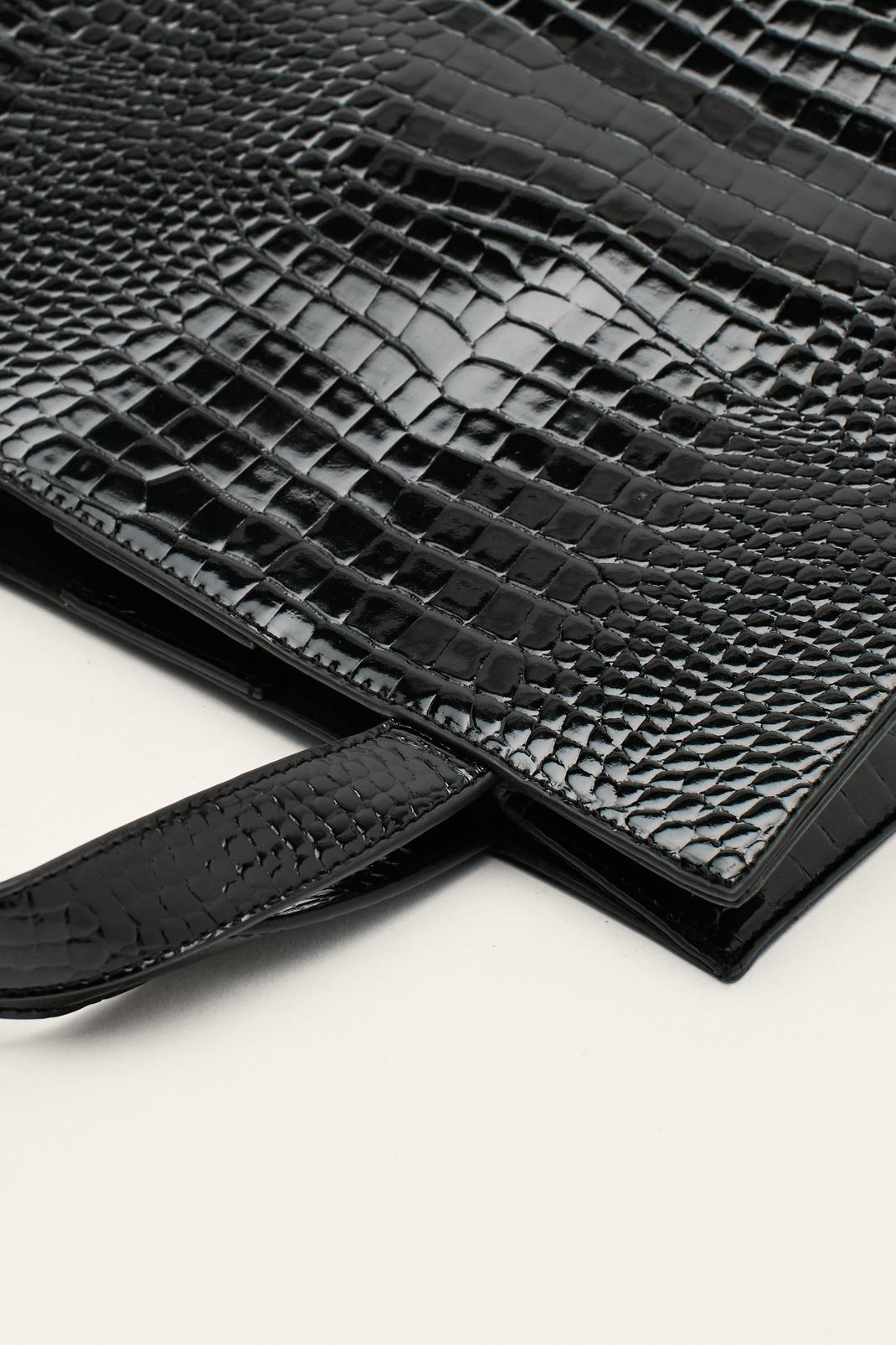 105  Croc Faux Leather Tote Day Bag image number 2