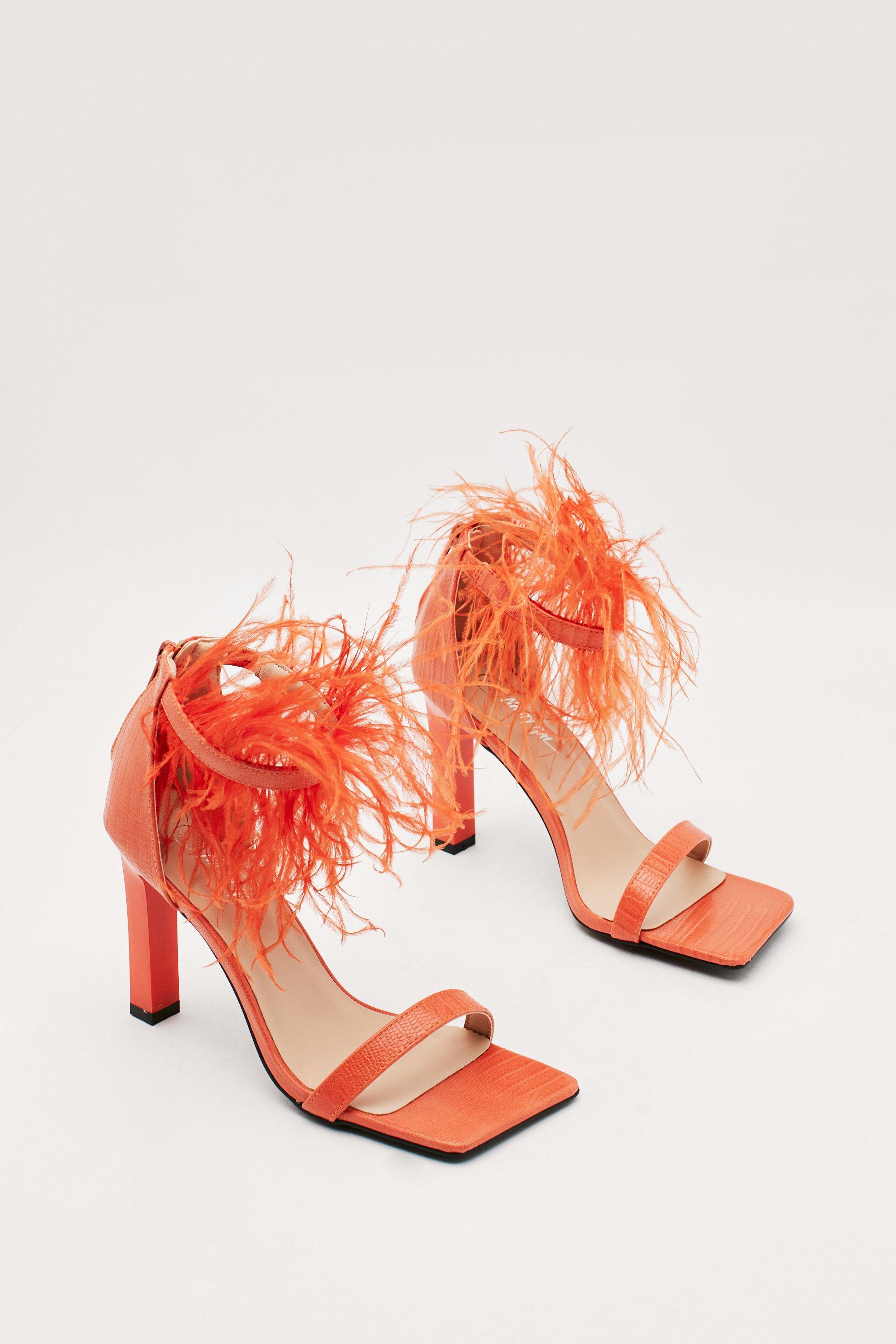 Peep Toe Bowknot Clear Strap High Heel Satin Mules - Burnt Orange –  Luxedress