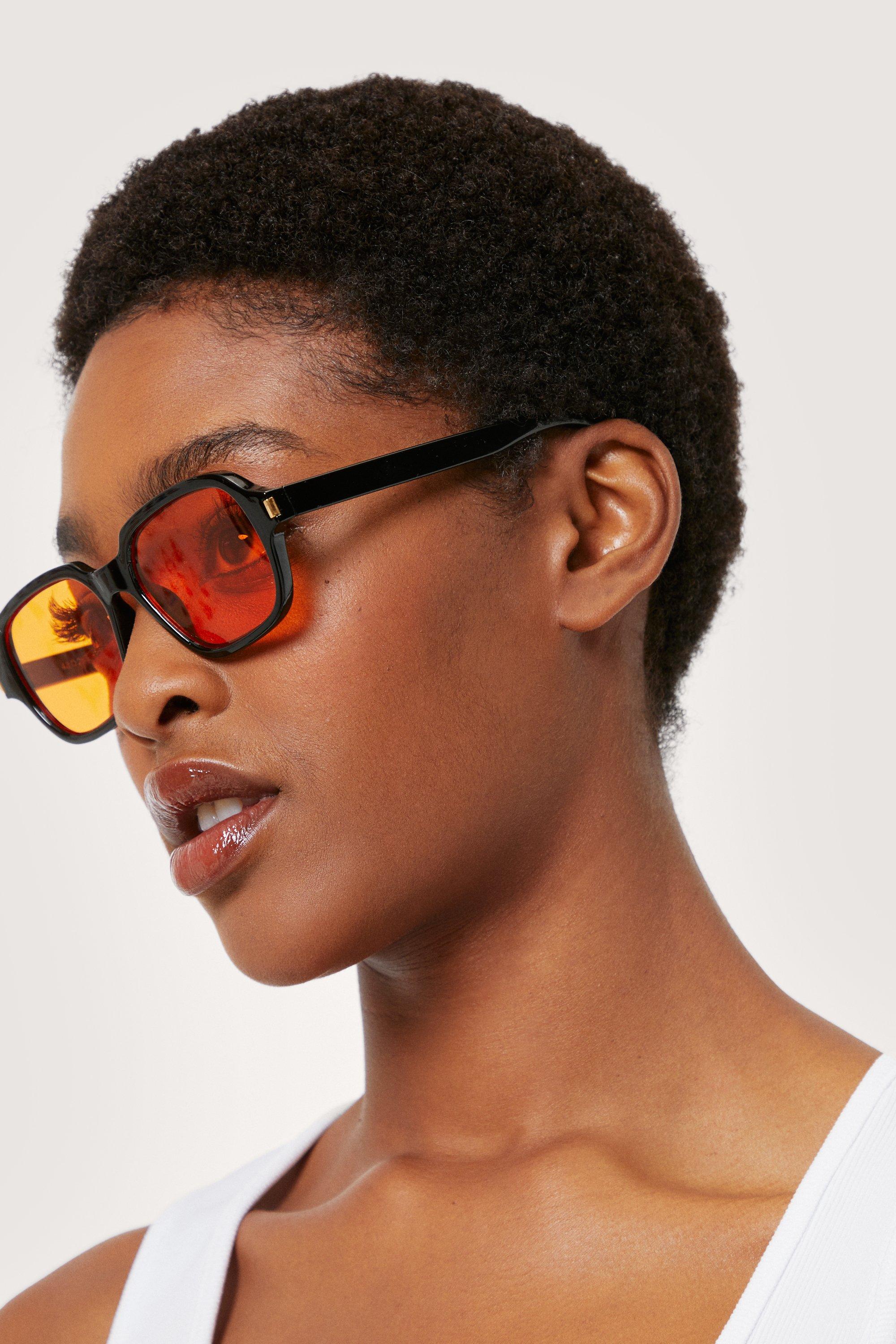 Orange Tinted Thick Frame Sunglasses Nasty Gal