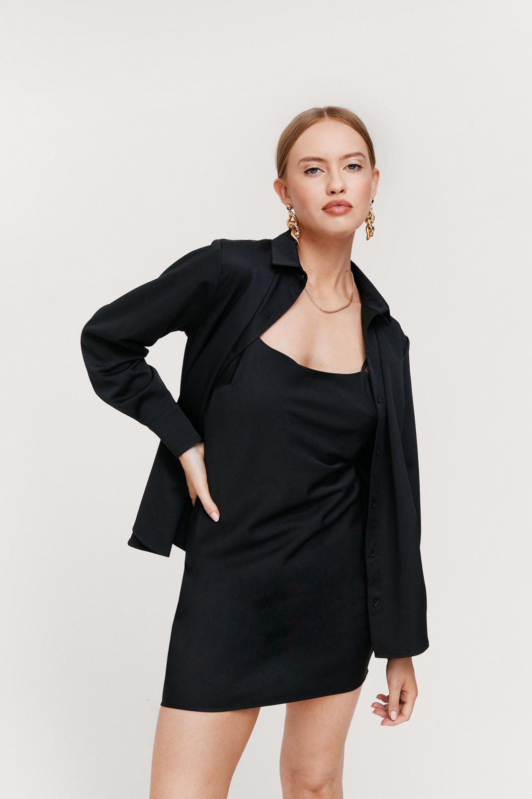 Black Oversized Long Sleeve Button Down Shirt image number 1
