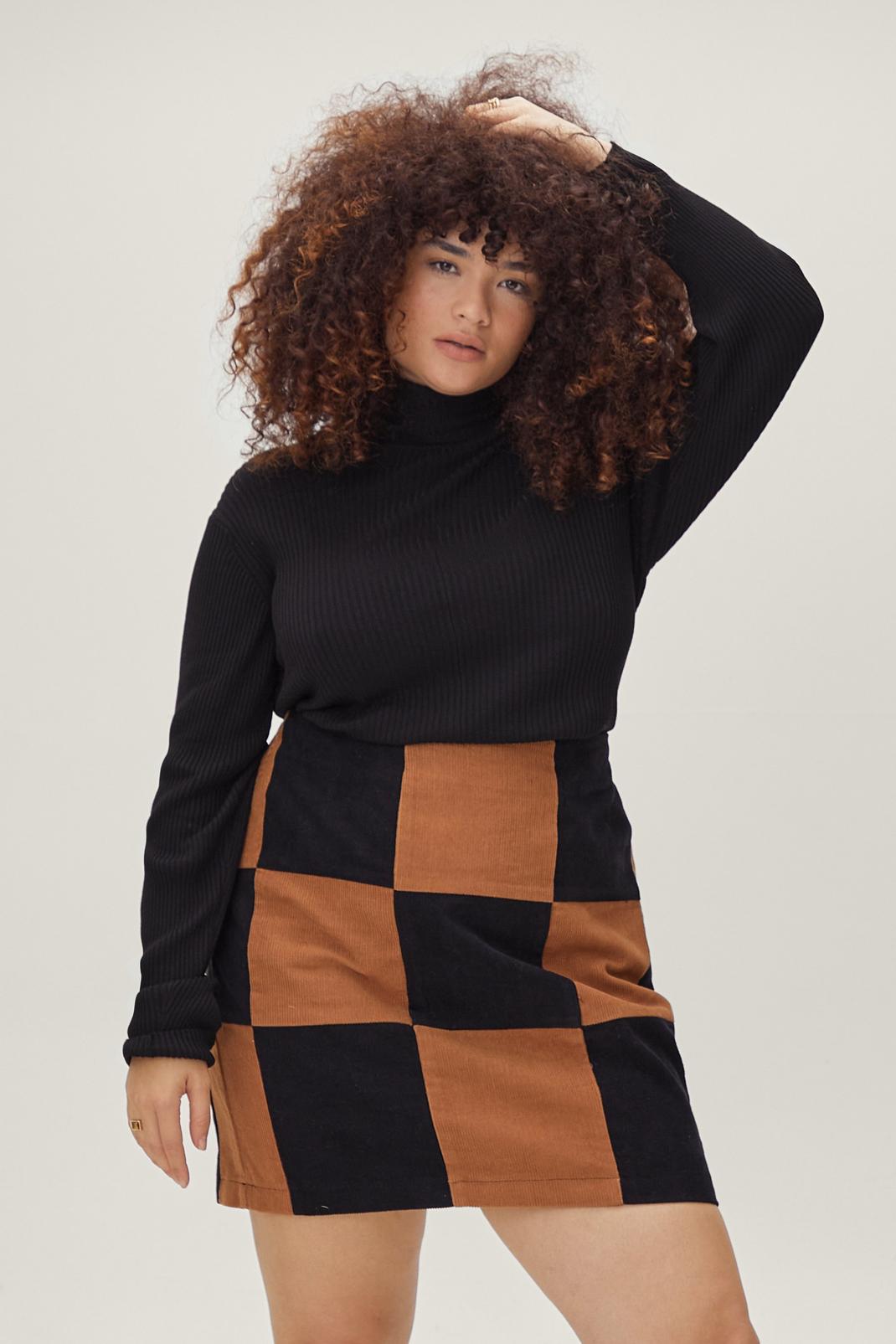 Black Plus Size Roll Neck Knit Top image number 1