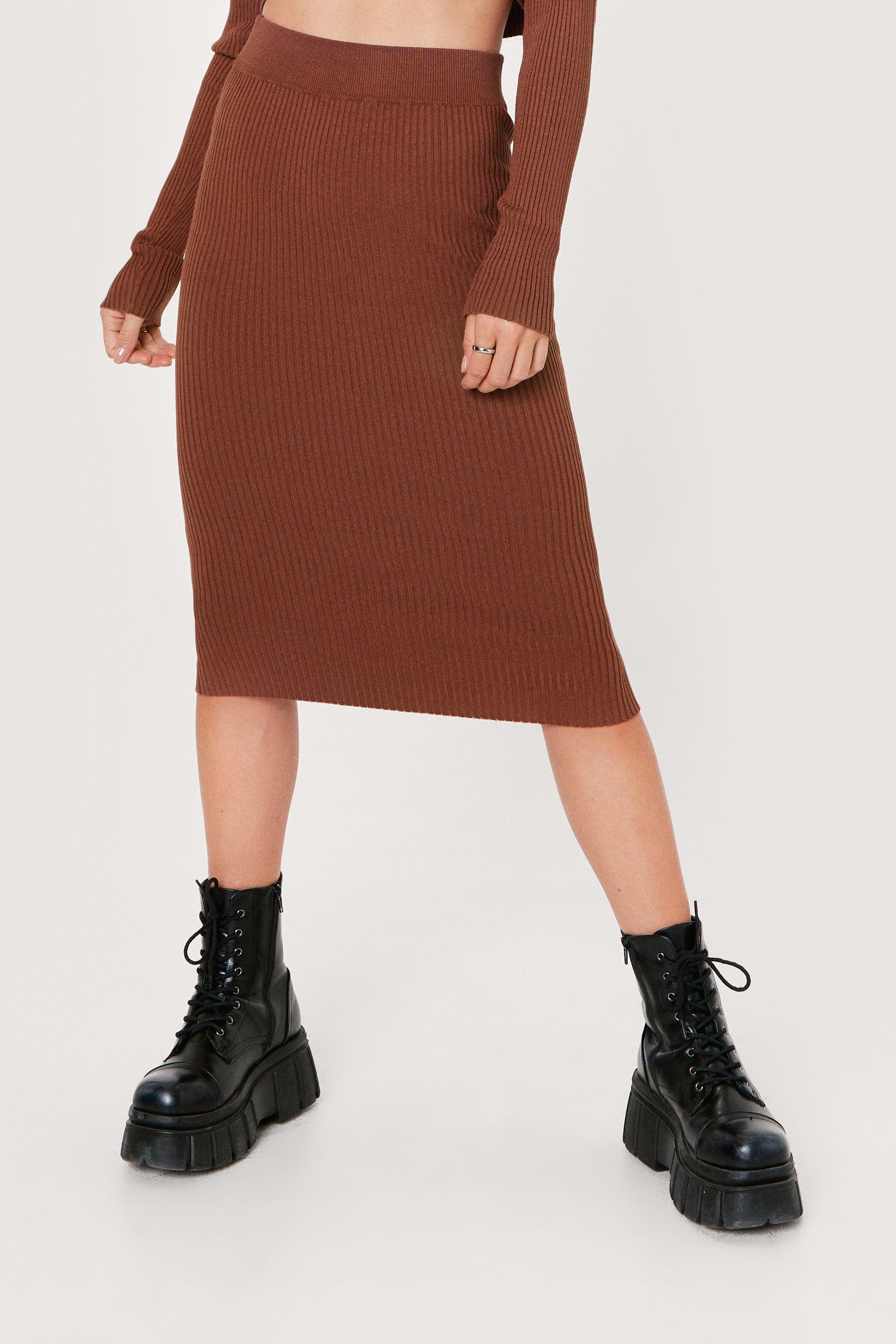 Petite Knitted Crop Top and Midi Skirt Set