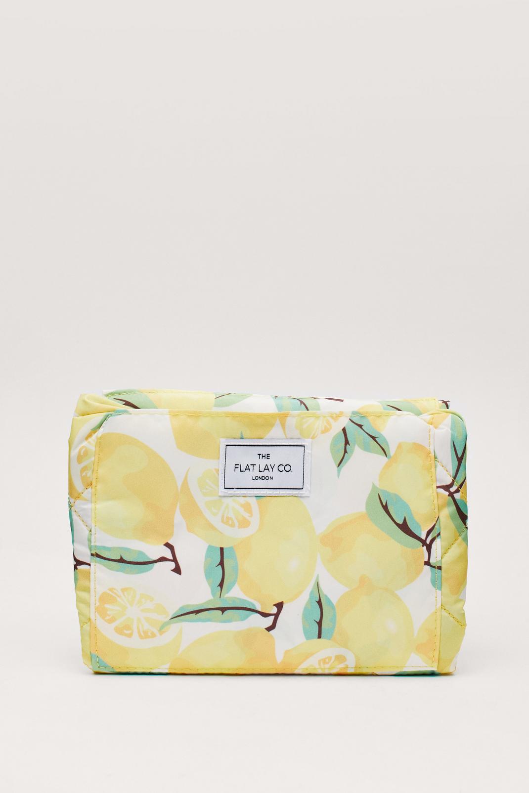 White The Flat Lay Lemon Drawstring Cosmetic Bag image number 1