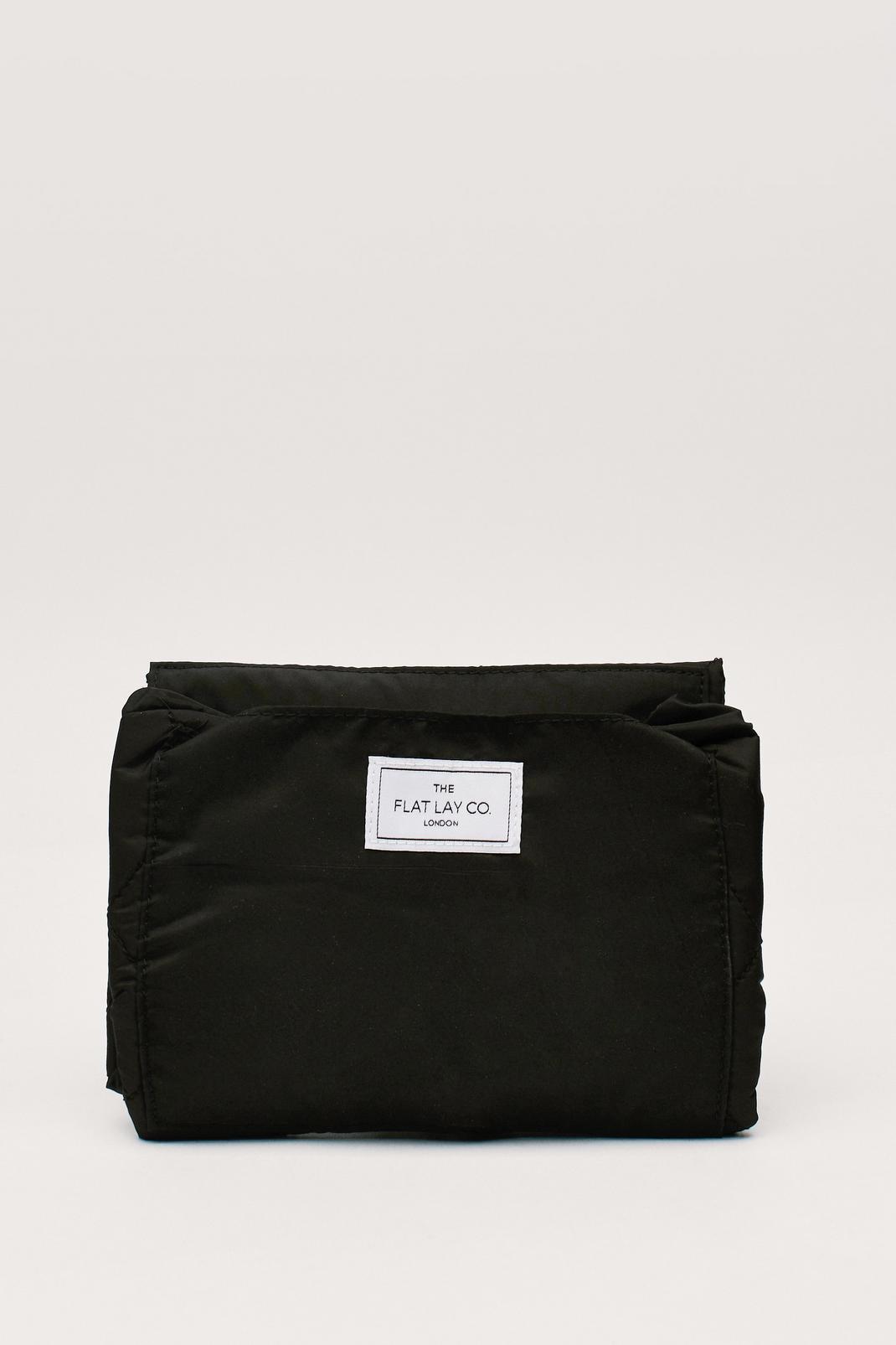 Black The Flat Lay Plain Drawstring Cosmetic Bag image number 1