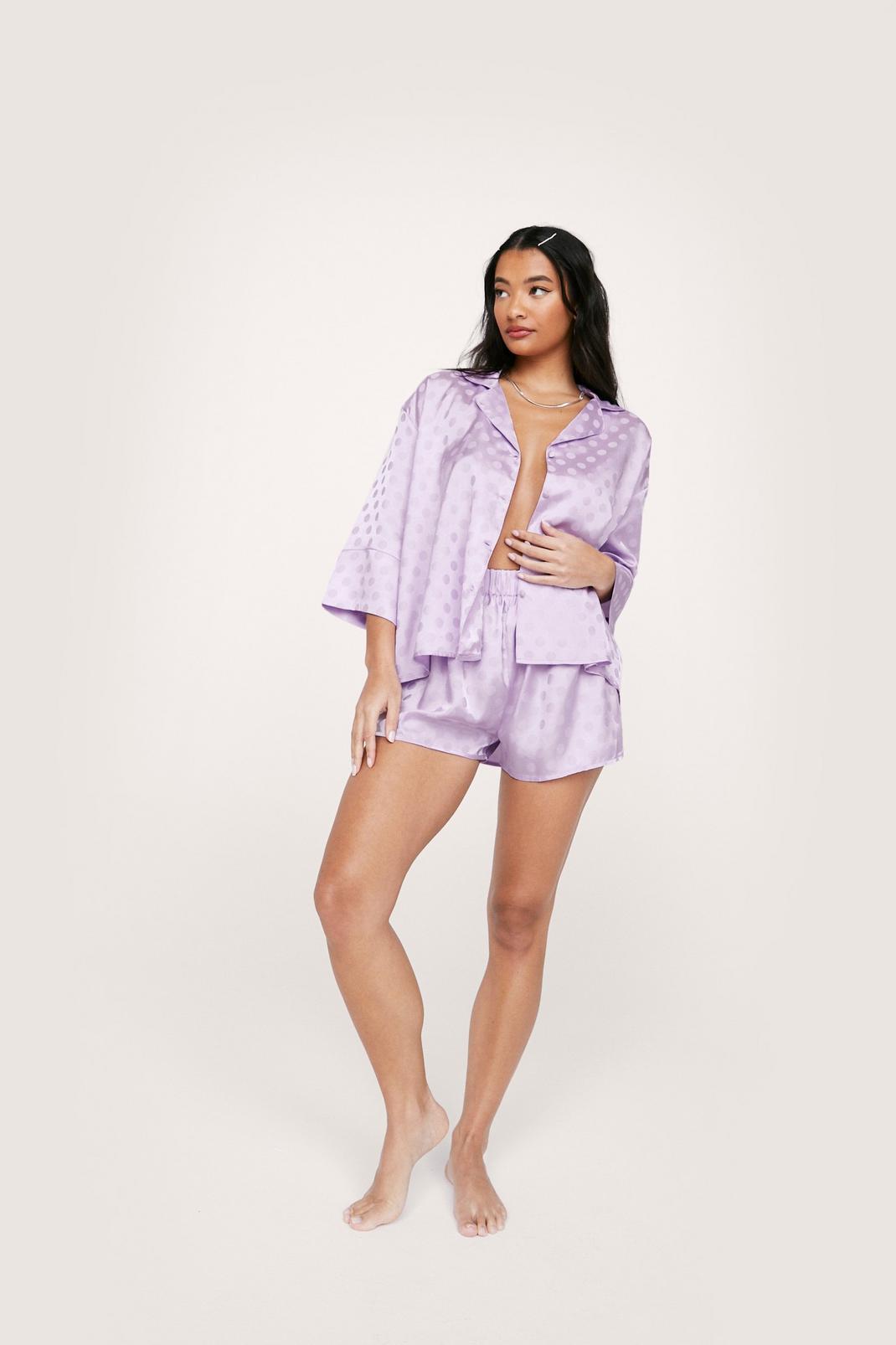 Premium - Pyjama chemise ample & short assorti à imprimé pois, Lilac image number 1