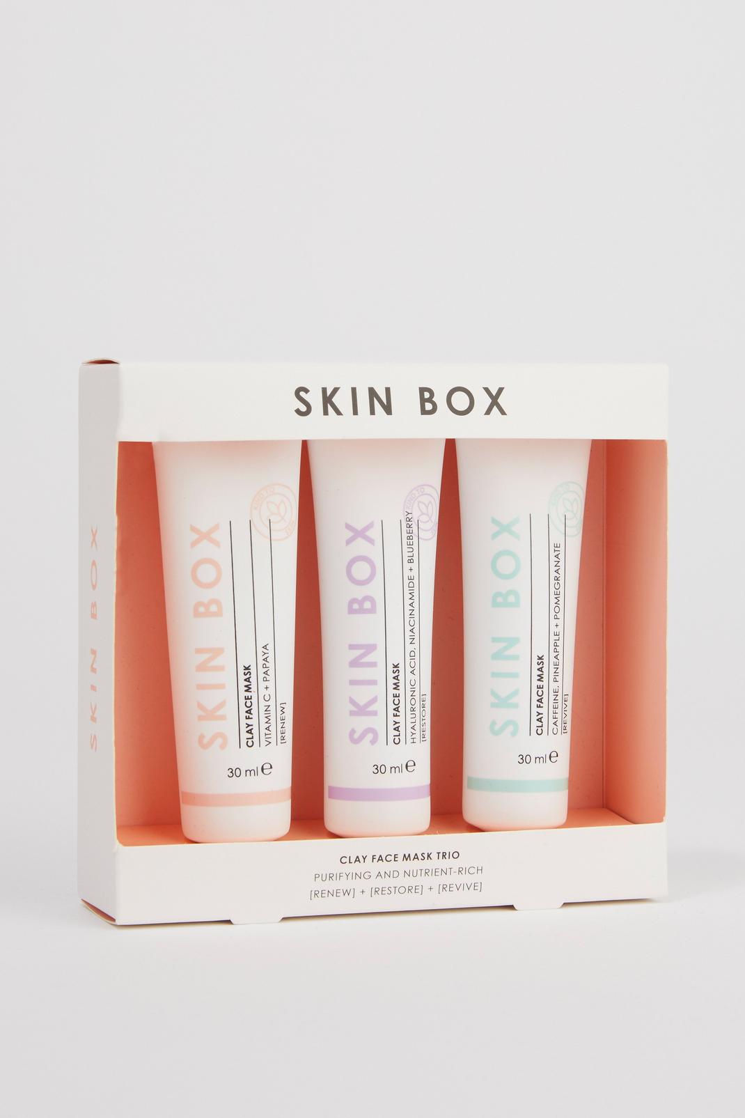 White Skin Box Clay Face Mask Trio Gift Set image number 1