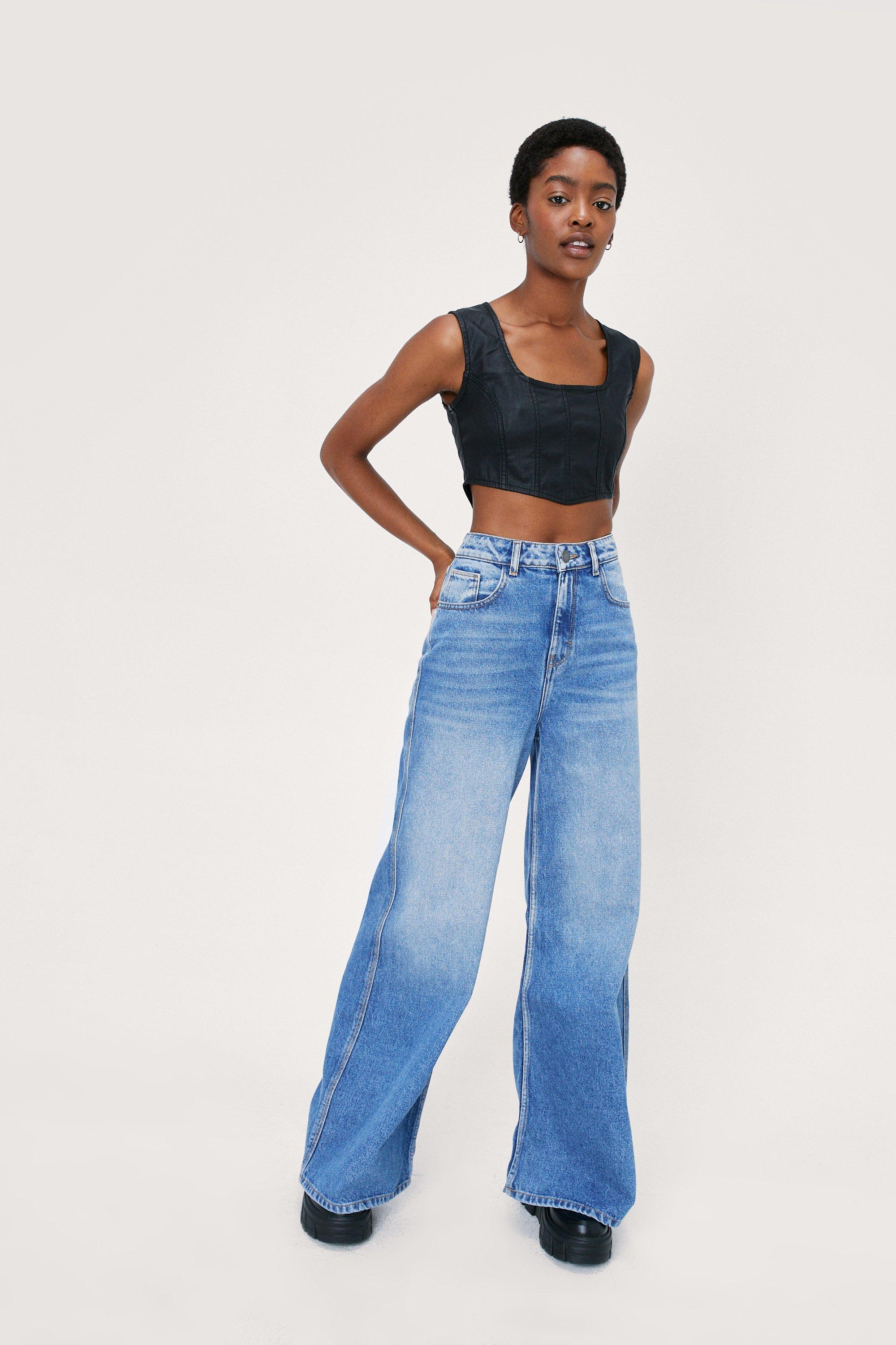 Recycled Coated Denim Seamed Corset Top