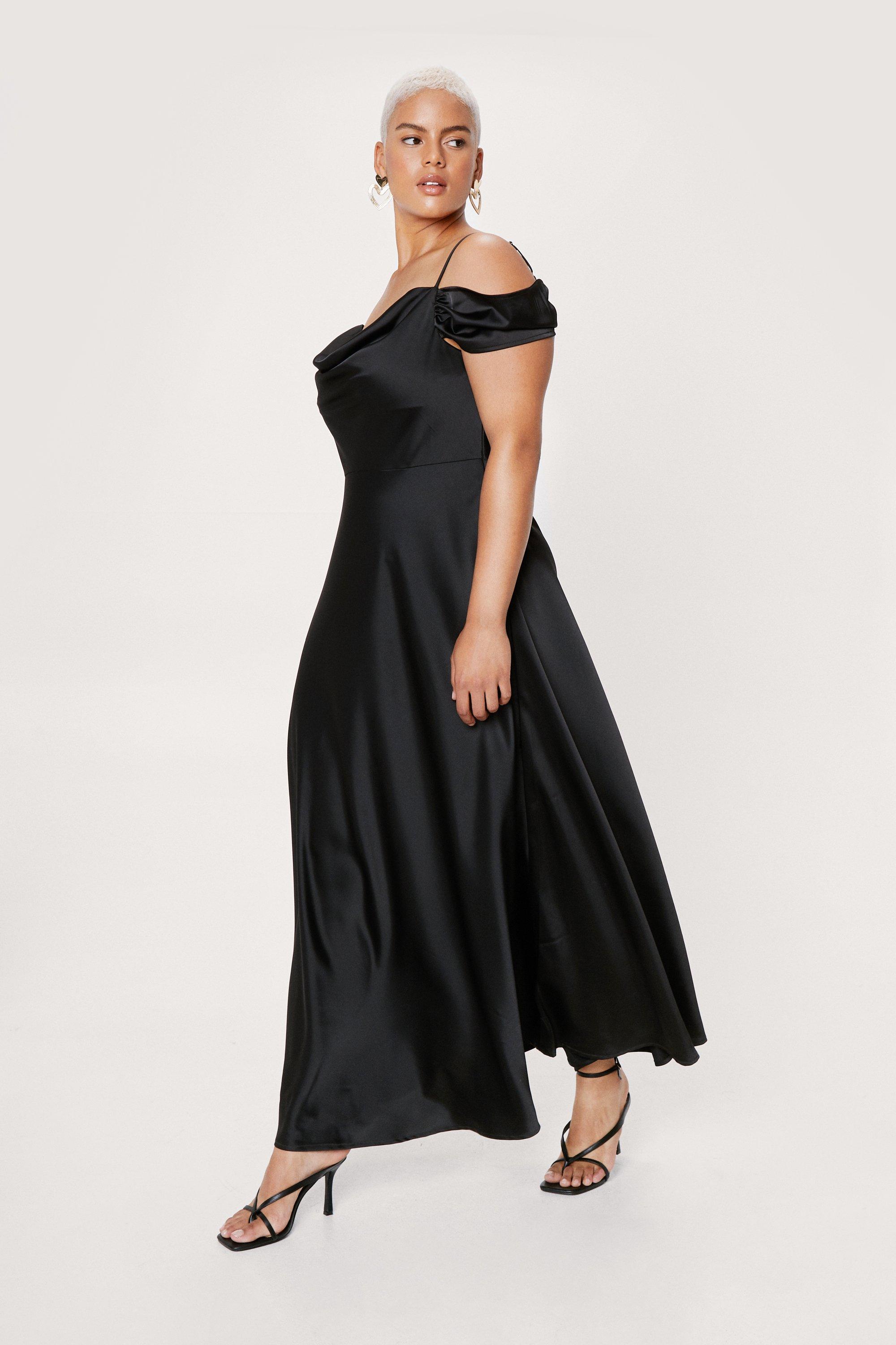 black cold shoulder maxi dress