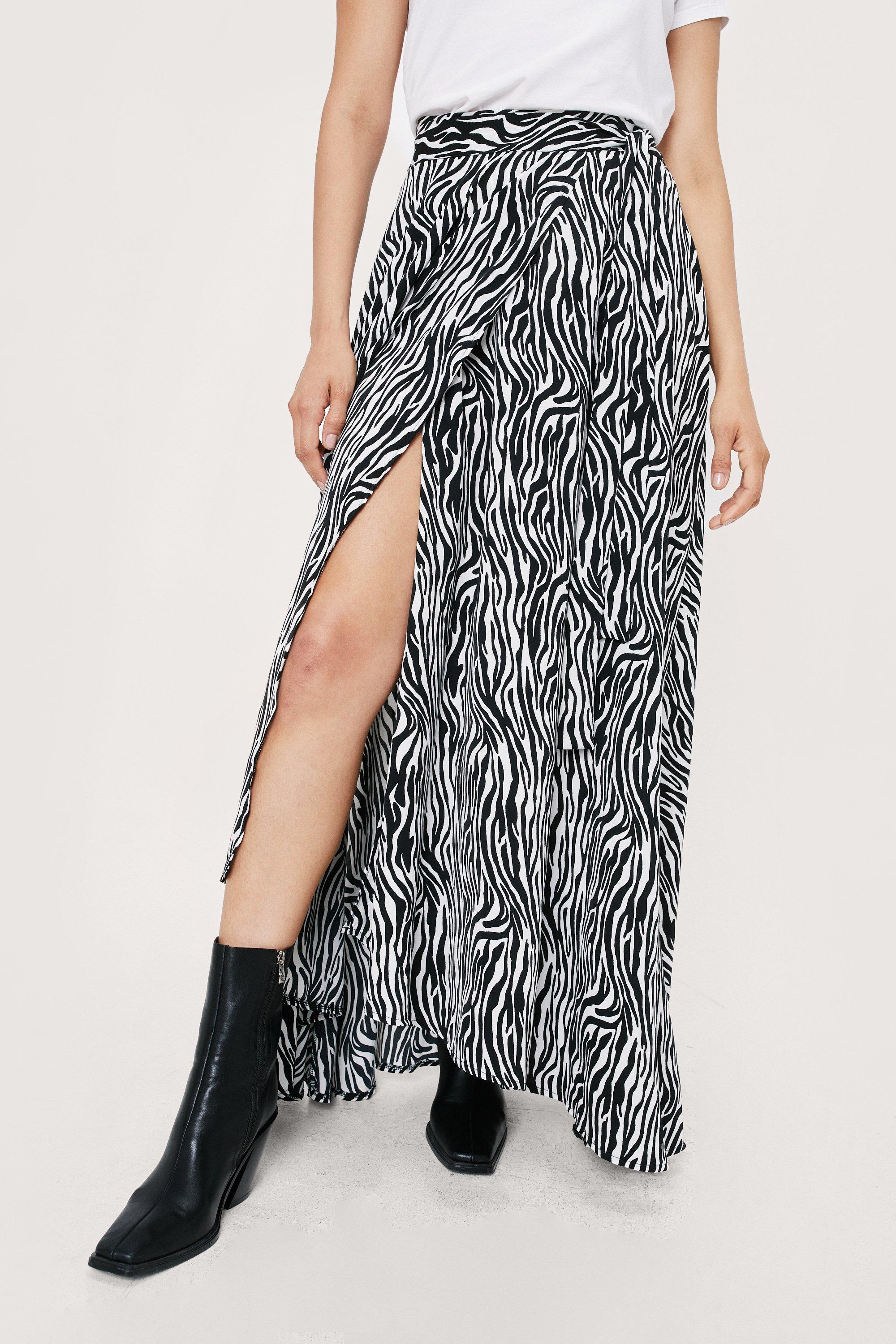 Zebra print split outlet skirt