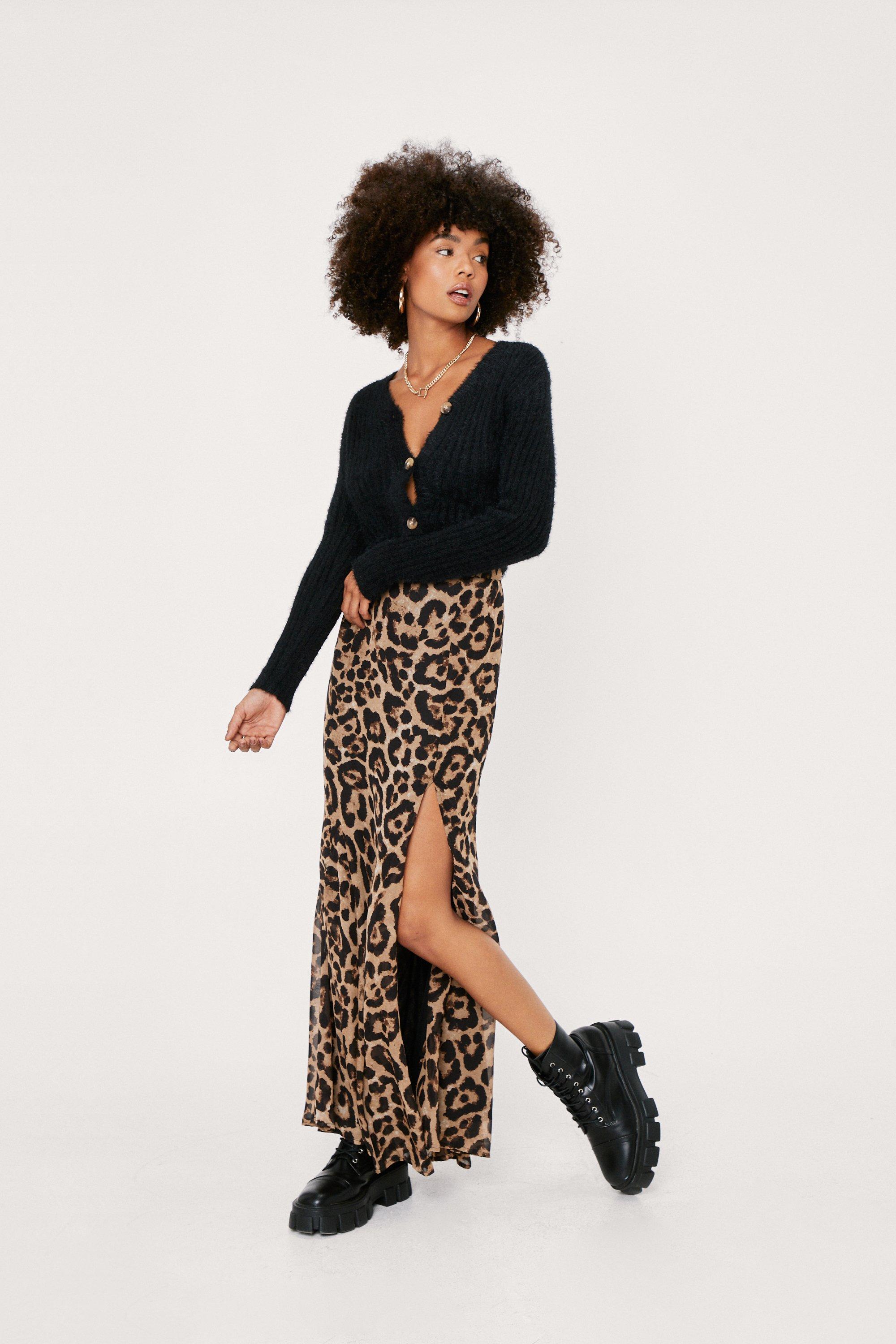 Chiffon leopard midi clearance skirt