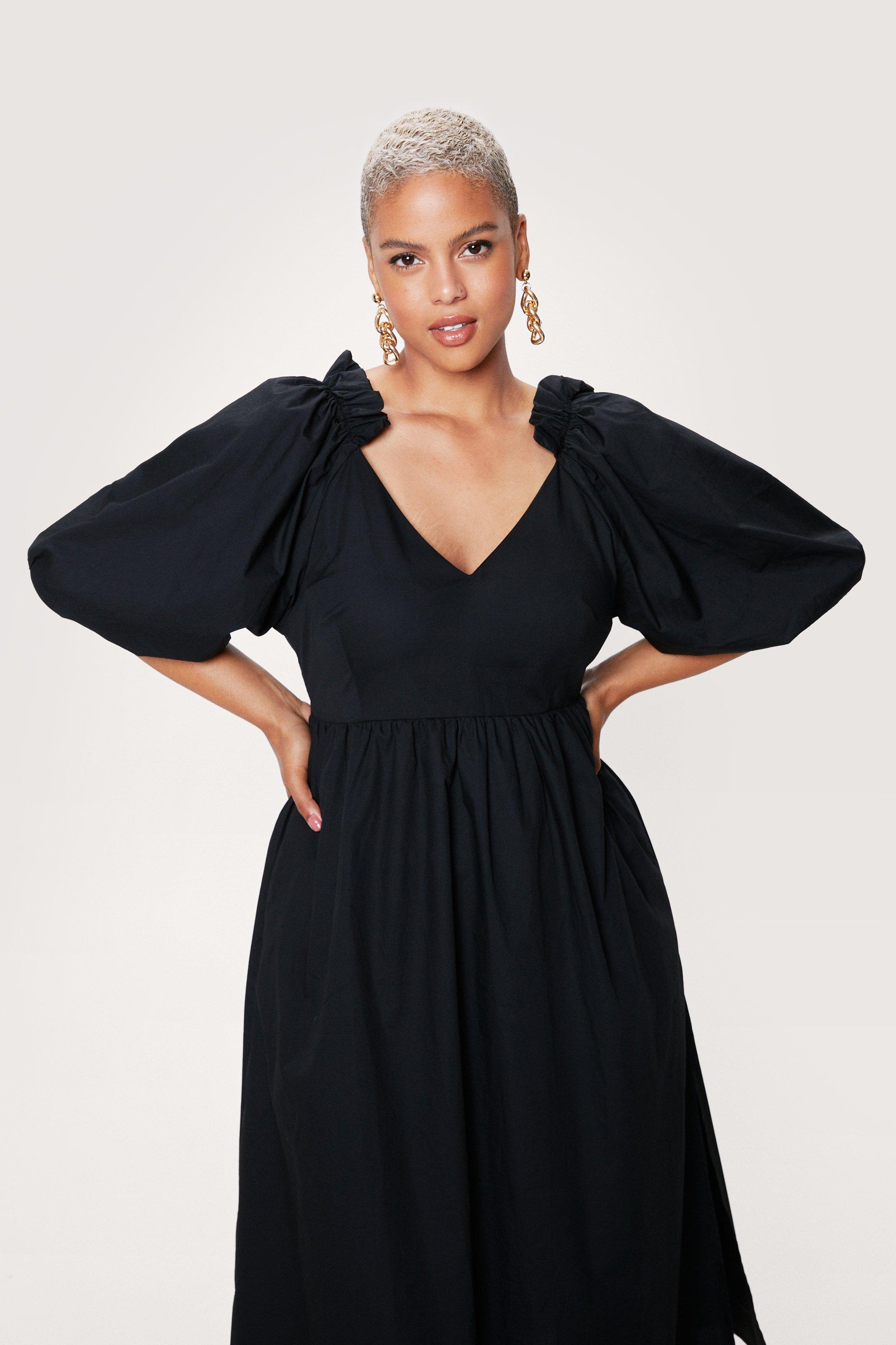 plus size puff sleeve dress