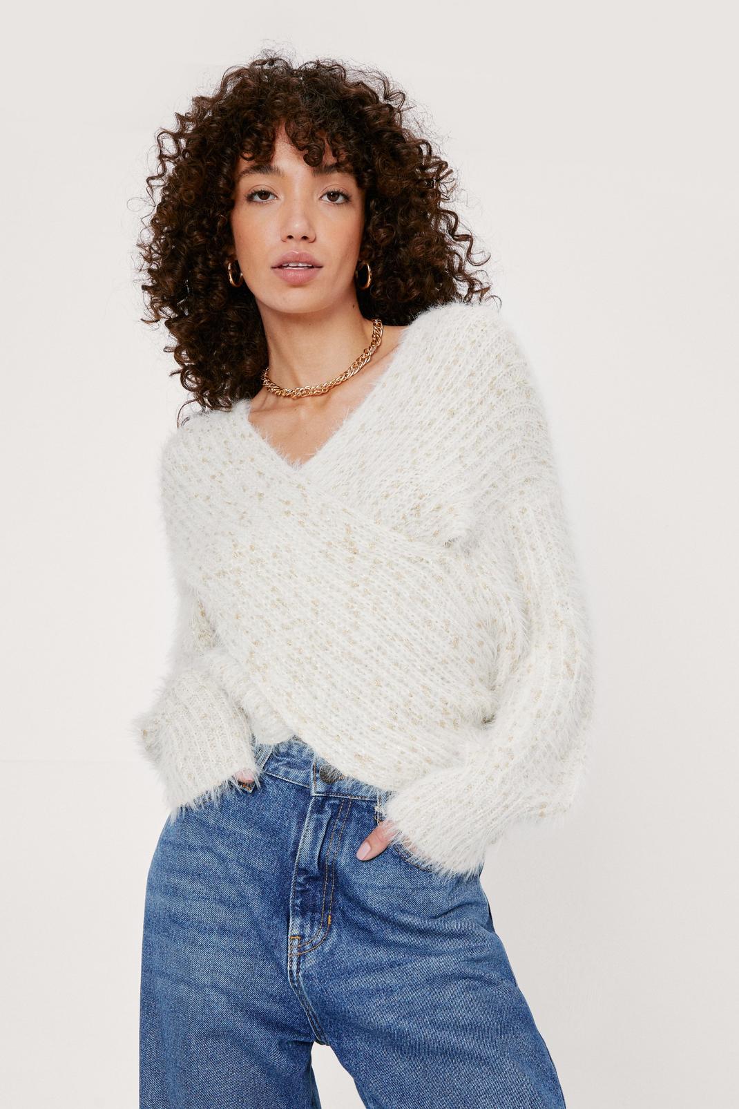 Stone Chunky Knit Wrap Front Jumper image number 1