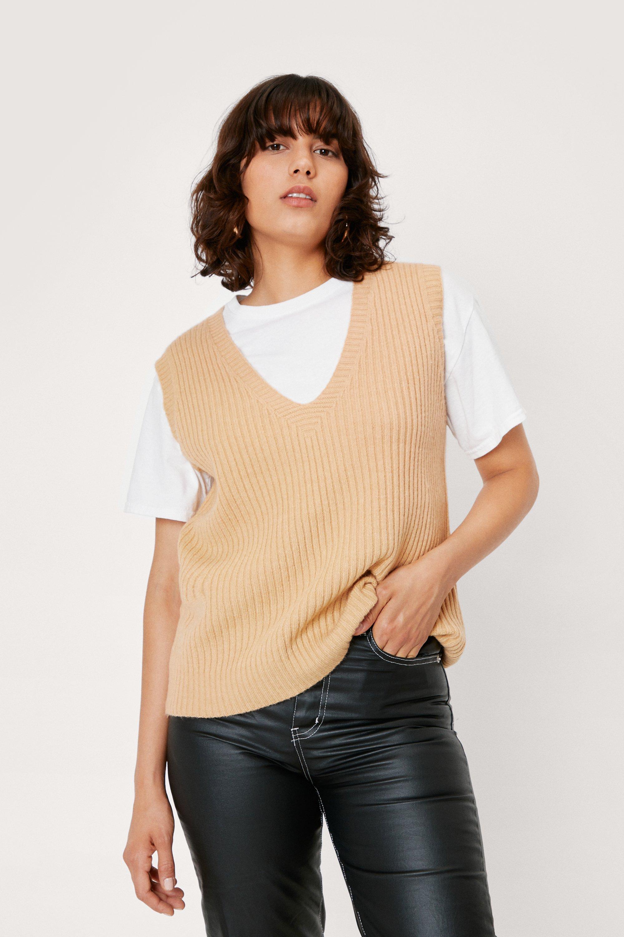 ribbed sleeveless sweater