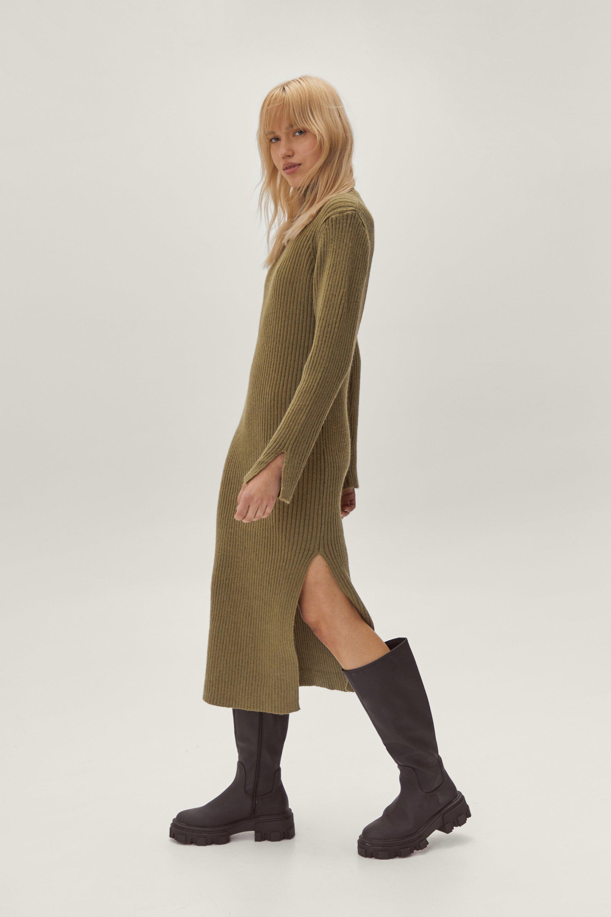 Side split jumper dress sales