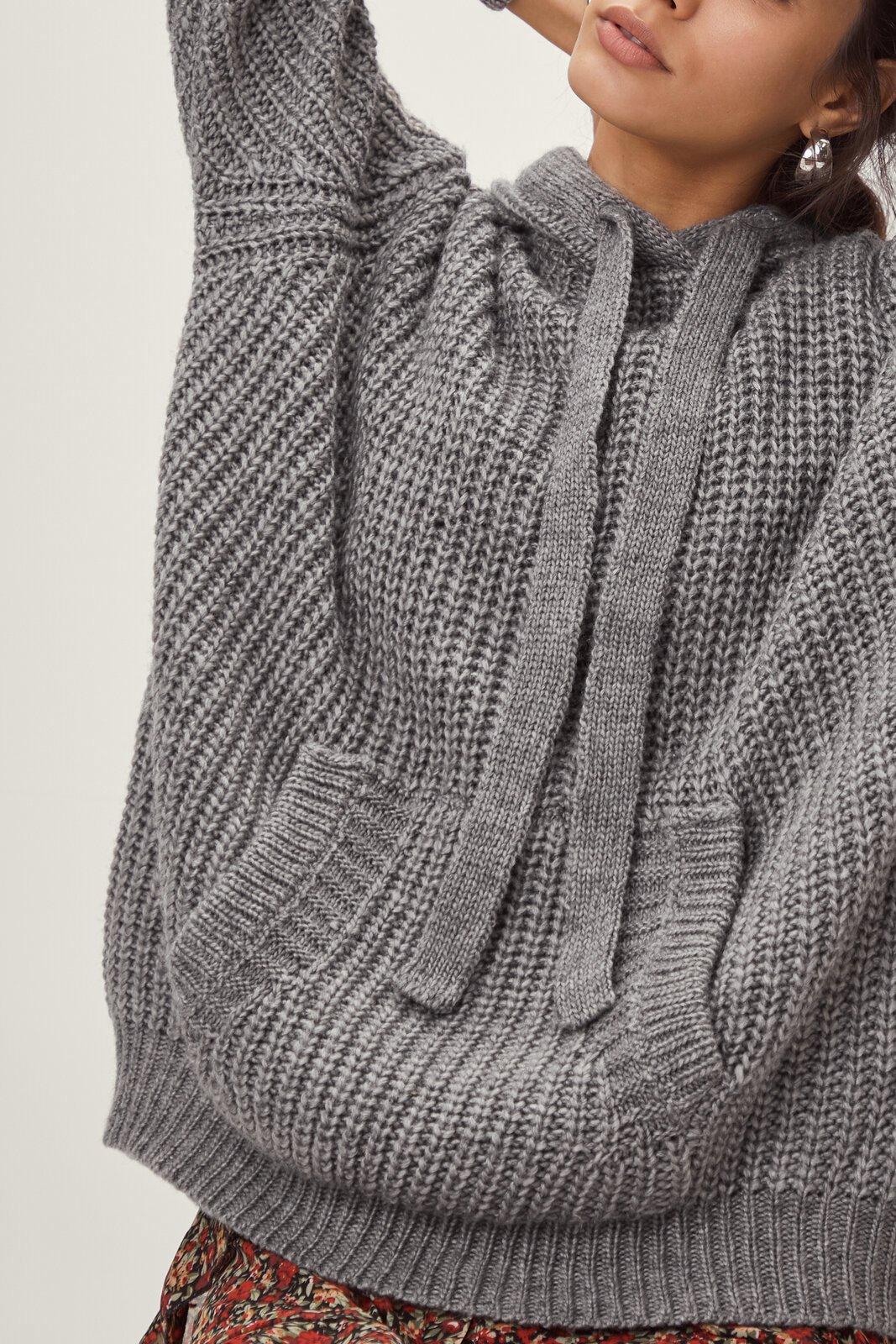 Ribbed on sale hooded sweater