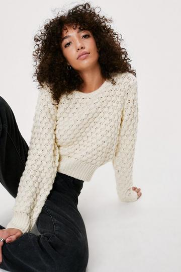 Cream White Pom Pom Bobble Sweater