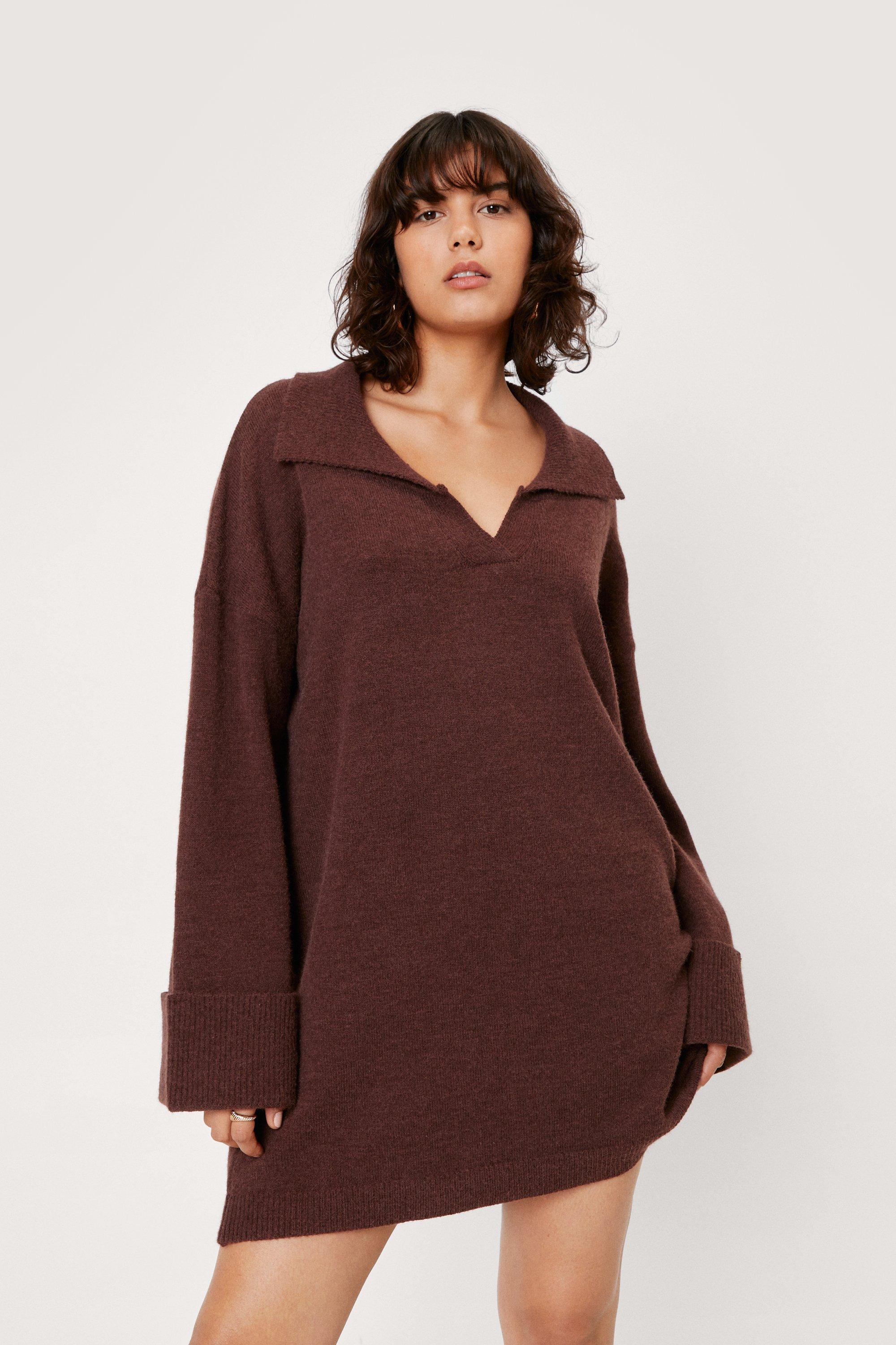 deep v neck sweater dress