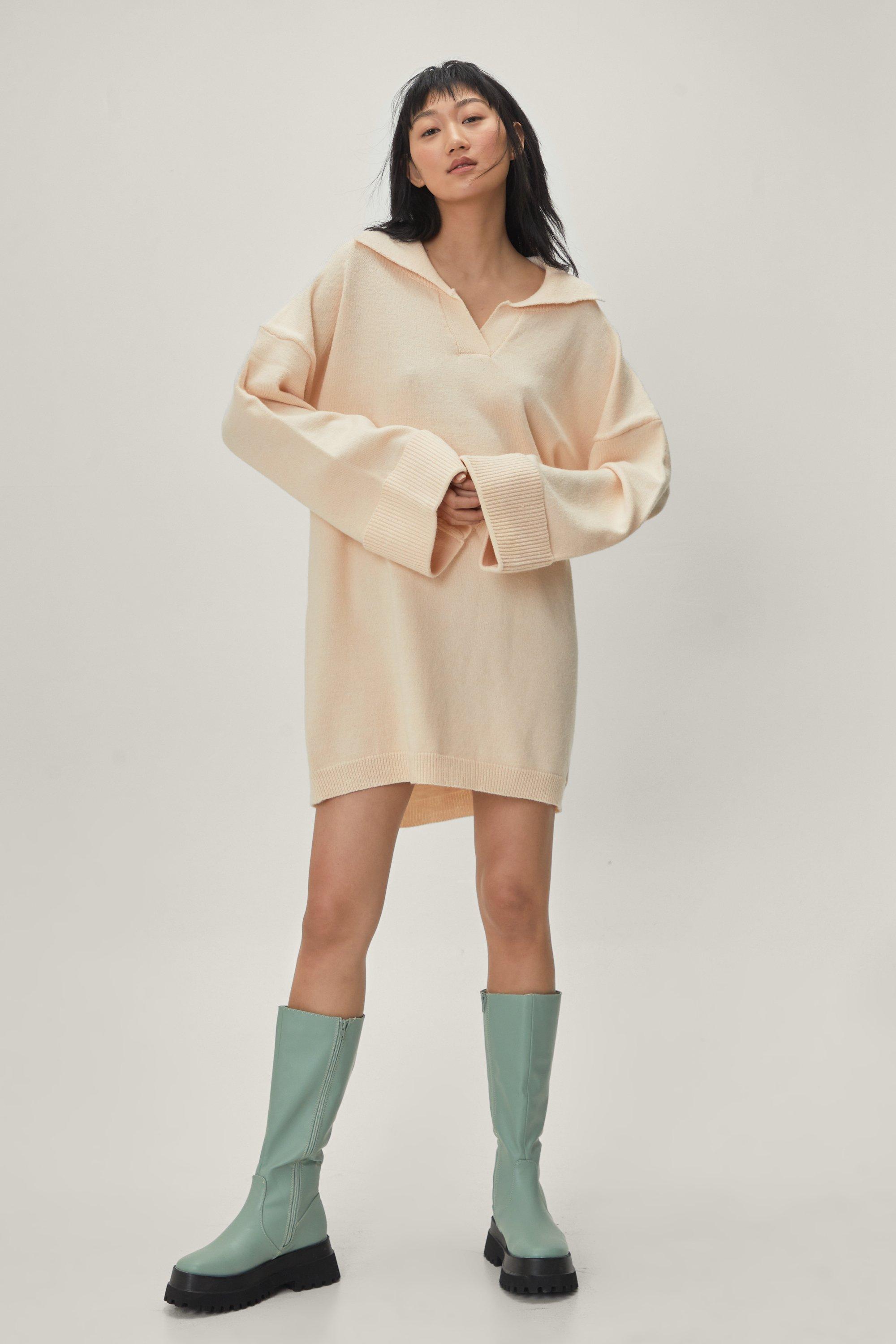 Deep v cheap sweater dress