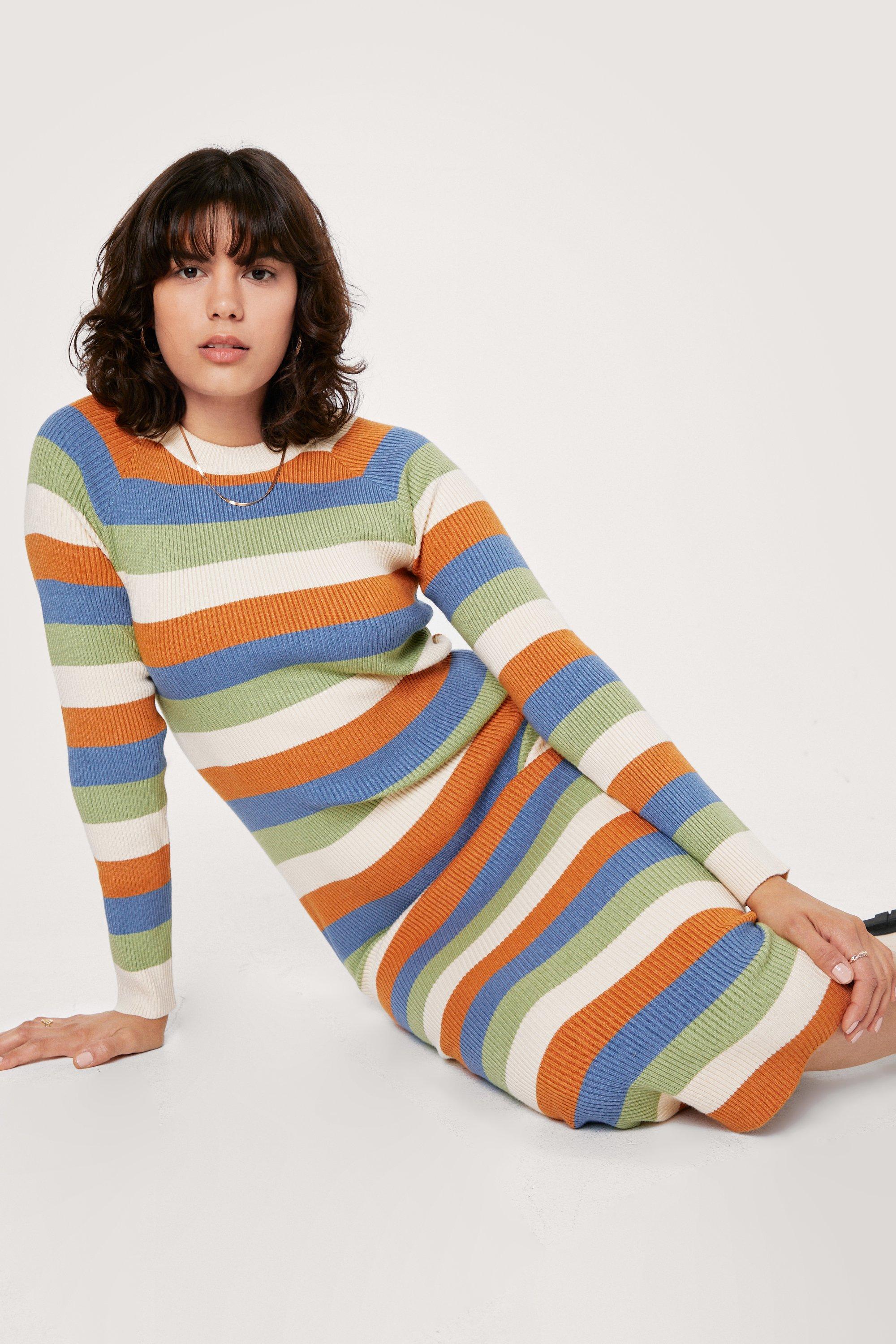 Colour block knitted outlet dress