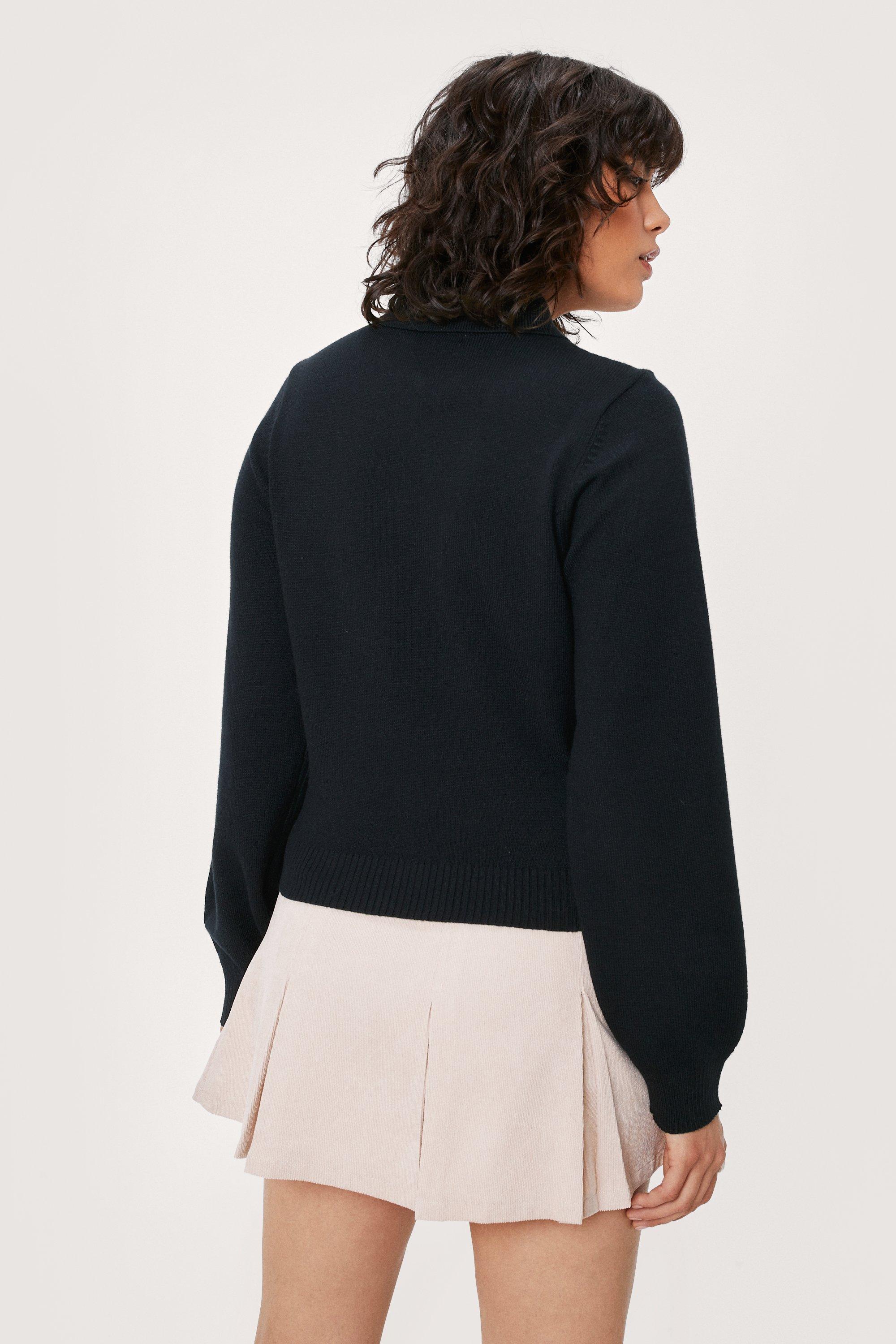 Cut Out Collar Knitted Sweater