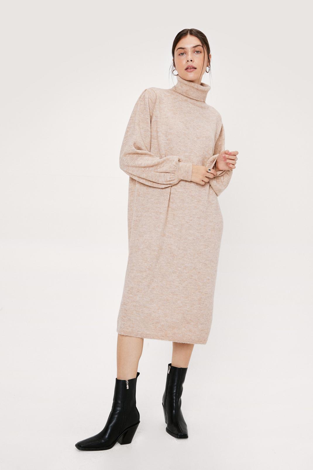 Recycled Roll Neck Midi Jumper Dress image number 1