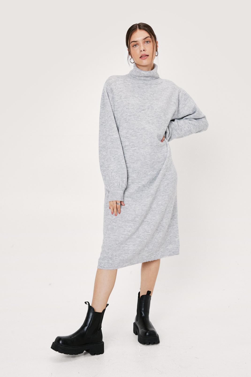 265 Recycled Roll Neck Midi Sweater Dress image number 1