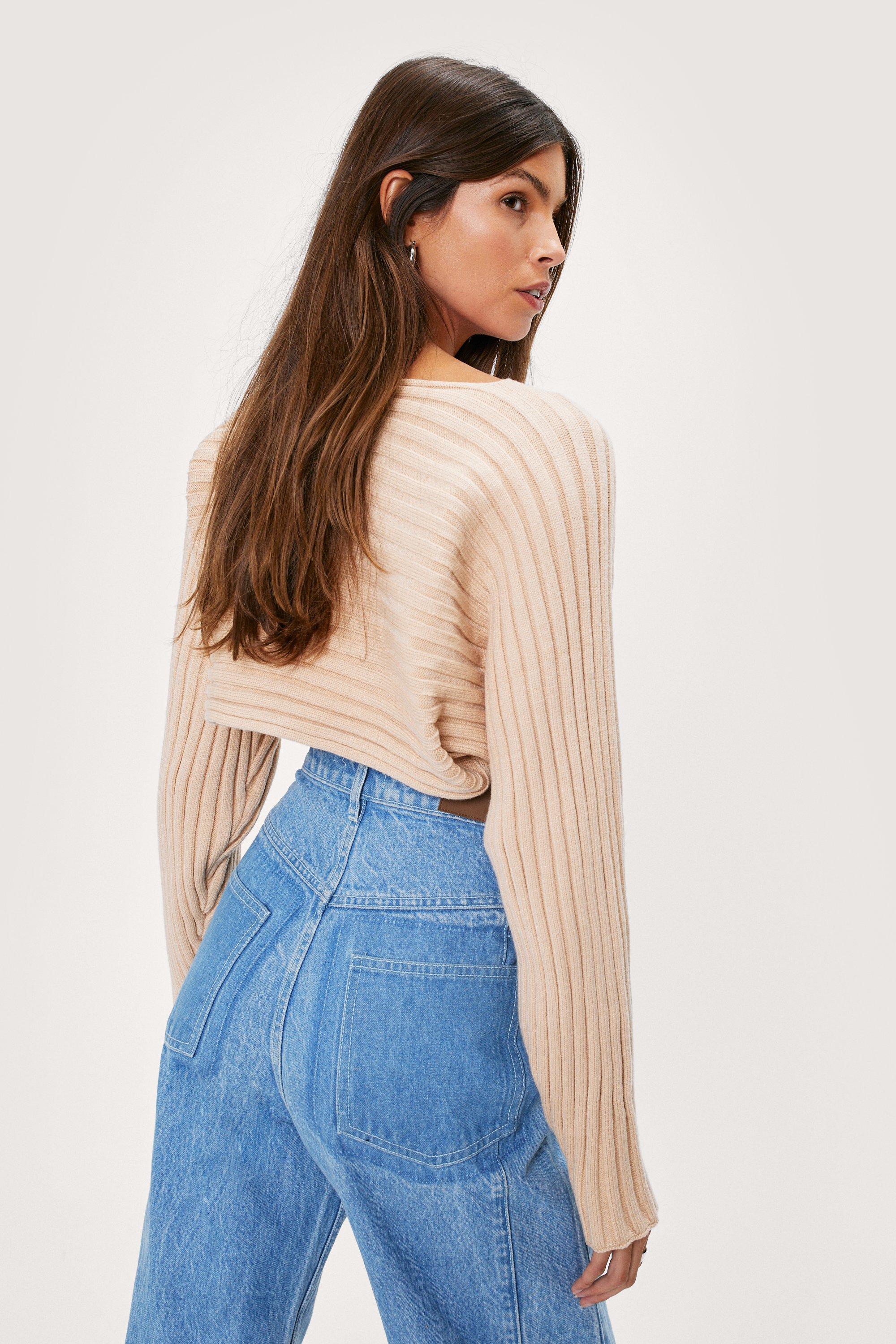 Ribbed cropped sweater hot sale