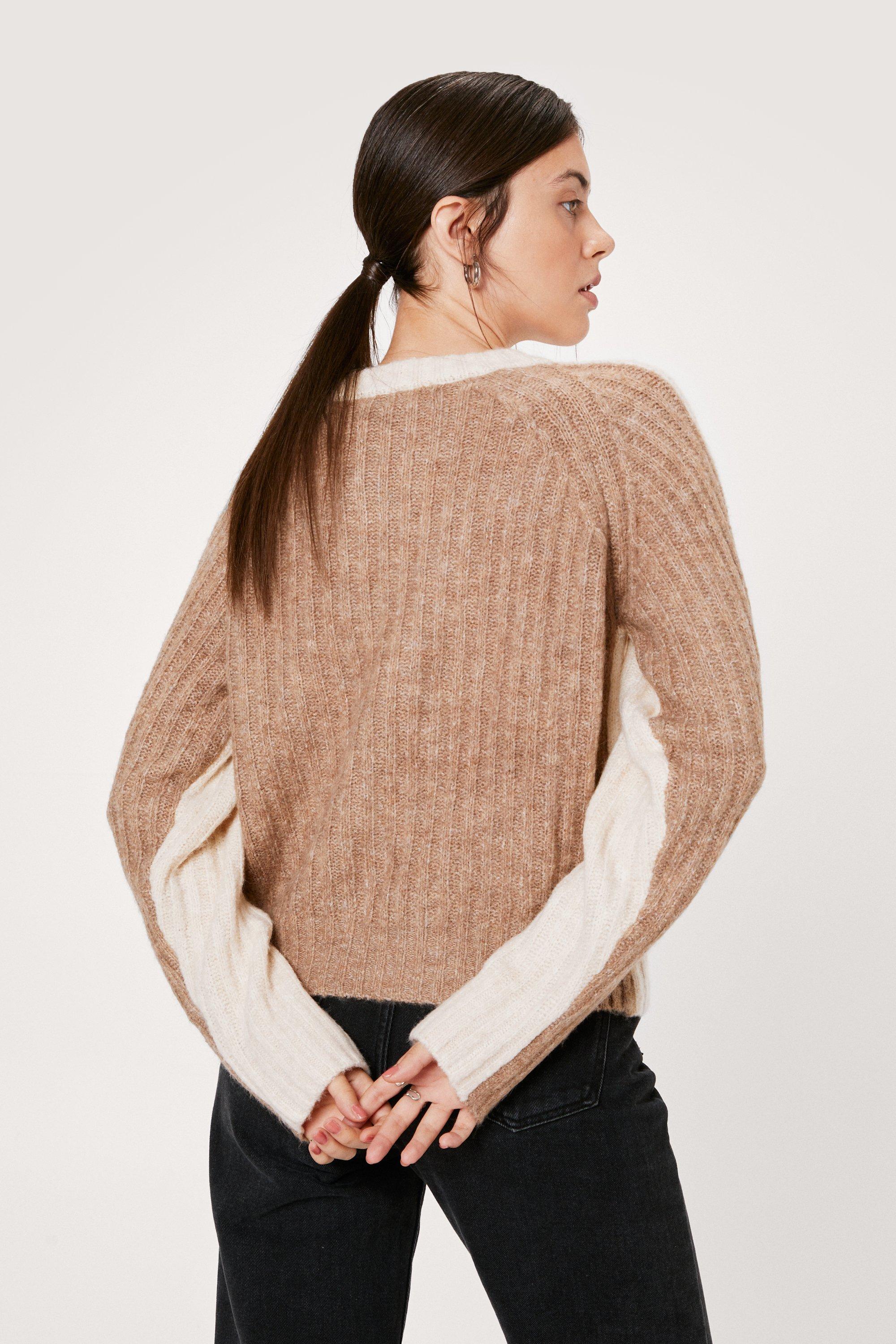 Ribbed colorblock sweater outlet