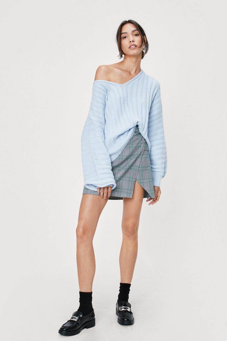 Wide Ribbed Low Back Balloon Sleeve Jumper
