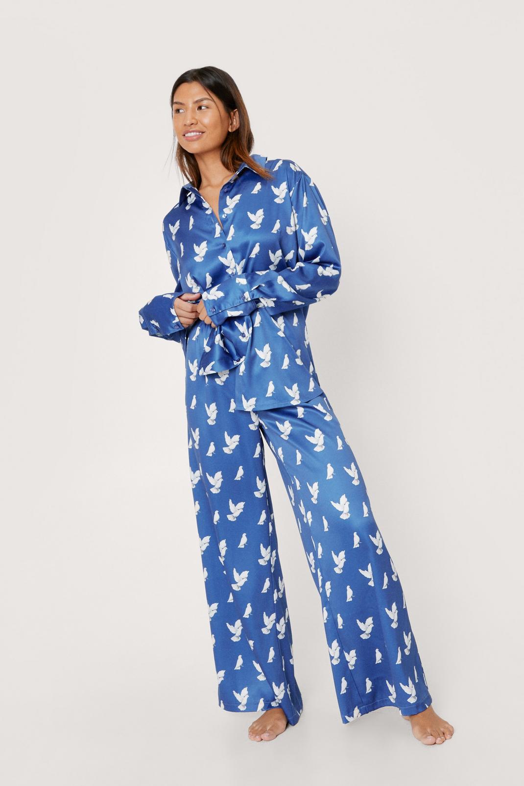 Satin Dove Oversized Pajama Set image number 1