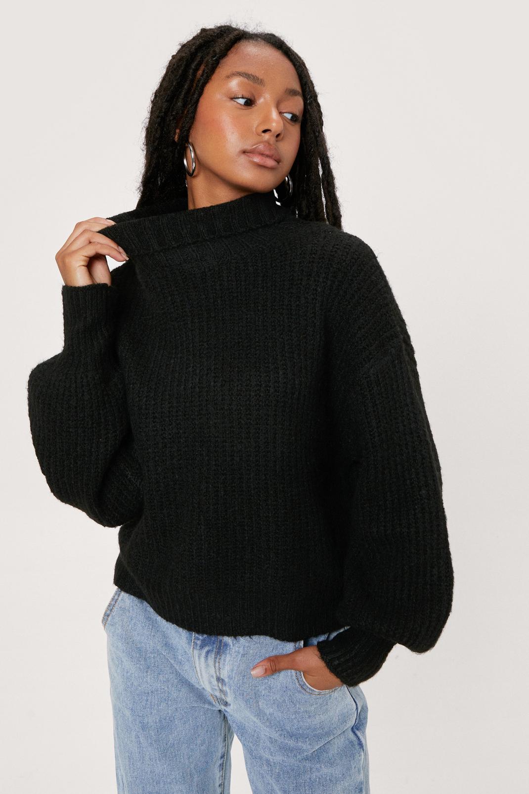 Black Petite Roll Neck Sweater image number 1