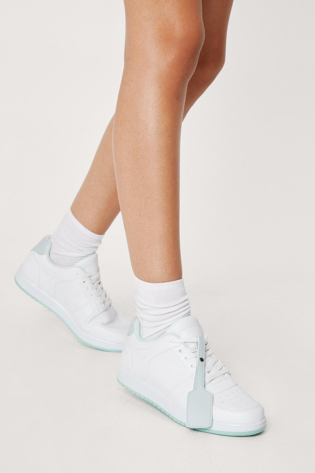 Mint Contrast Tab Lace Up Chunky Sneakers image number 1