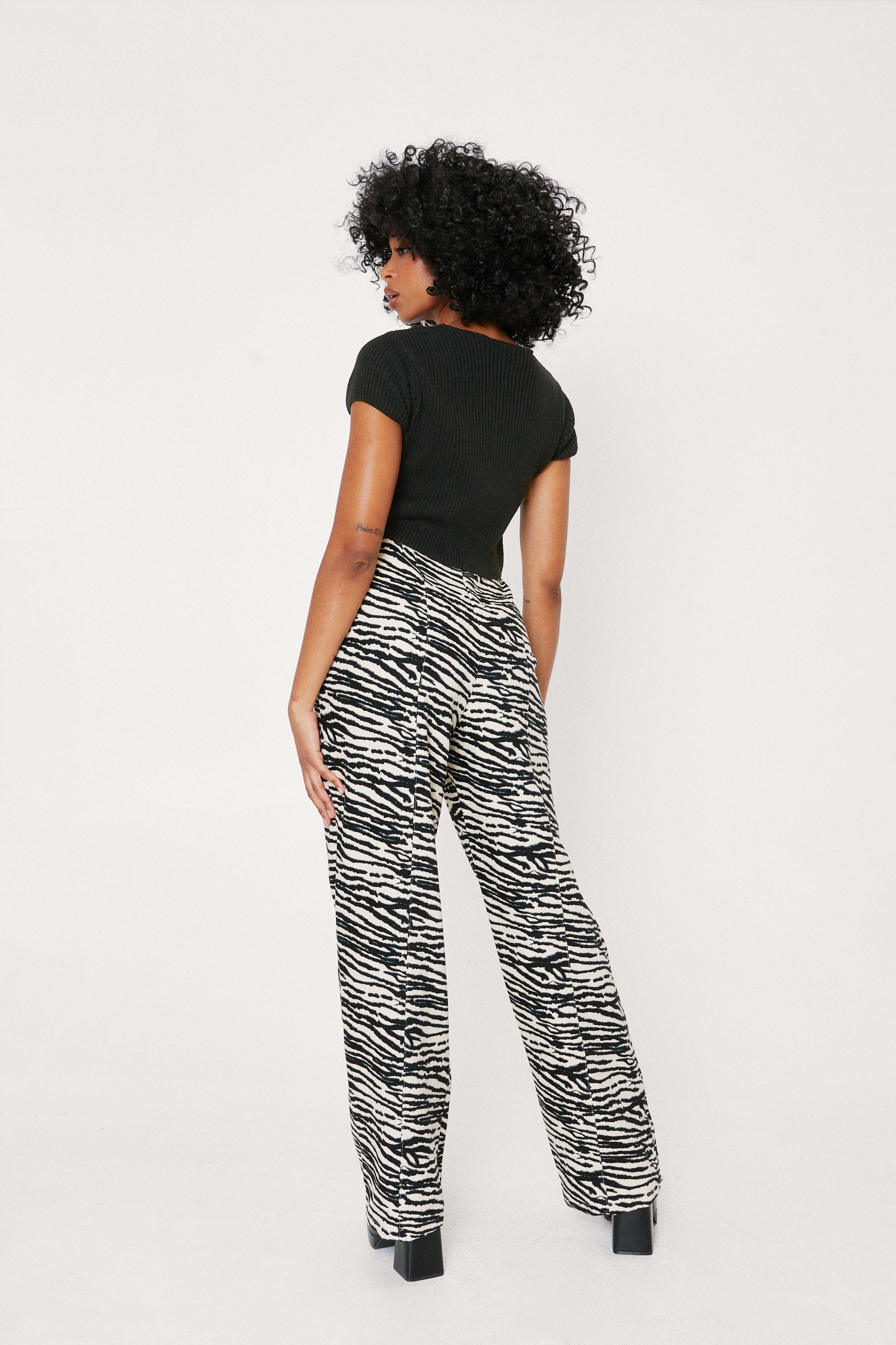 petite zebra print trousers