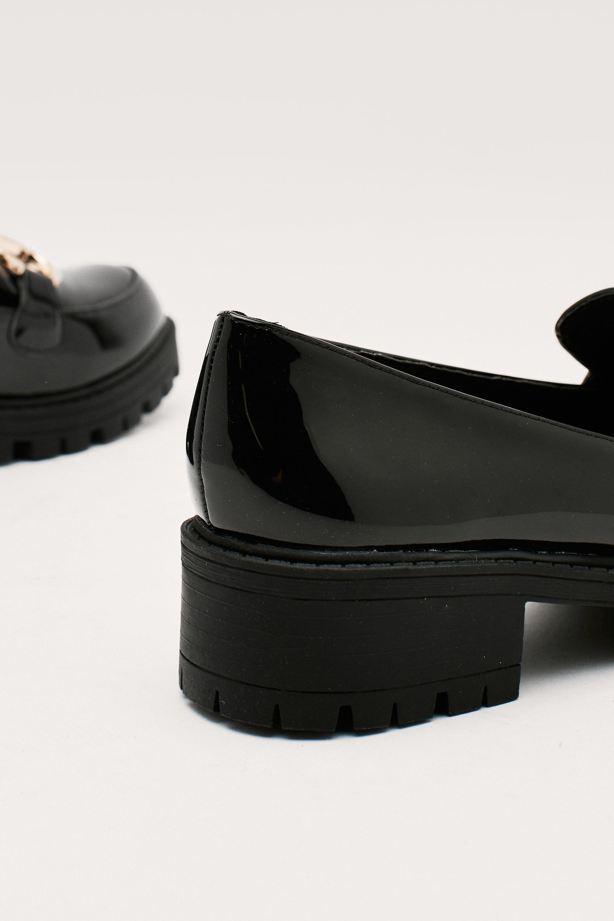 Women's MEANBABE Semicasual Stud Detail Patent Loafers in Black | 9 UK | Rag & Co.