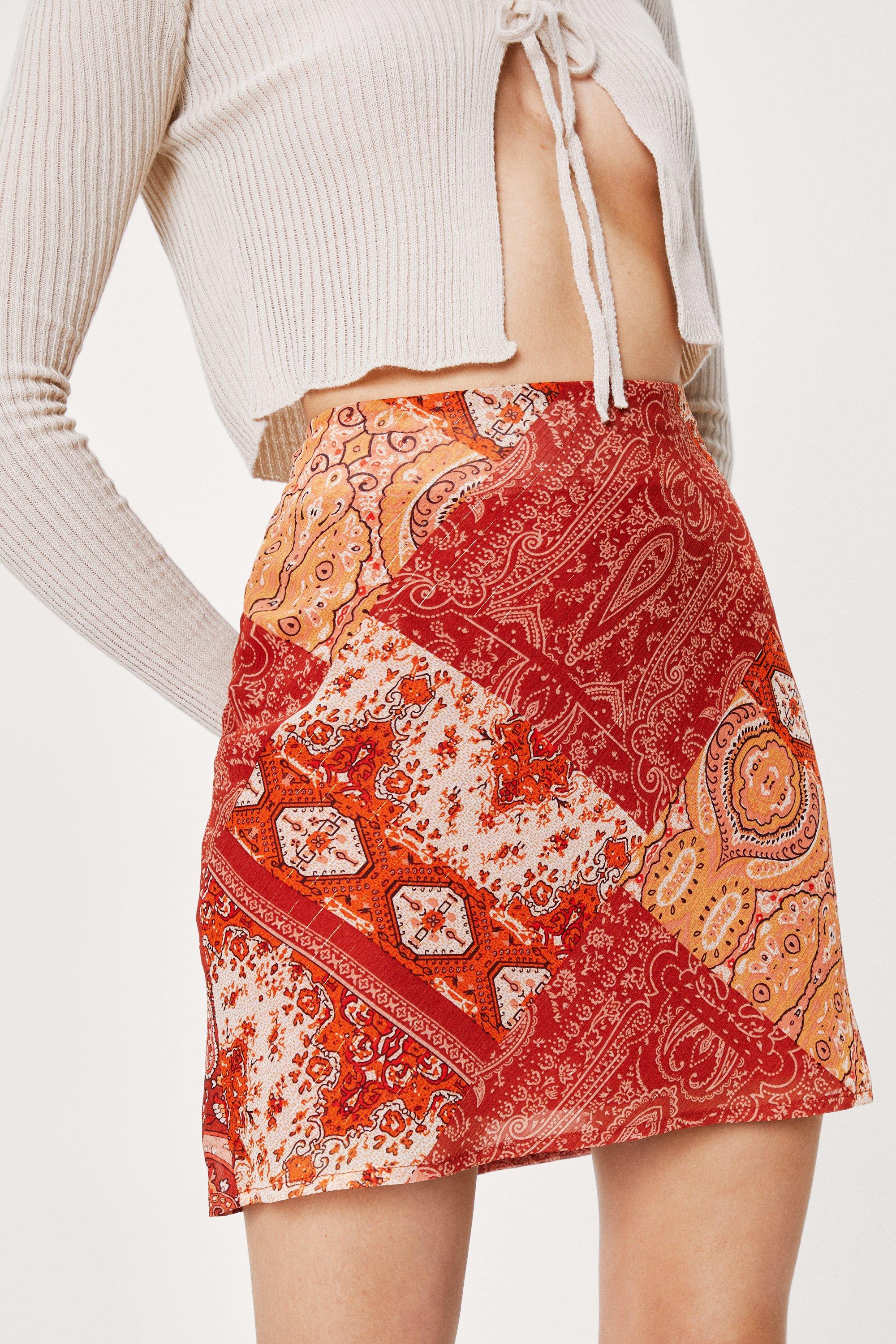 paisley print mini skirt